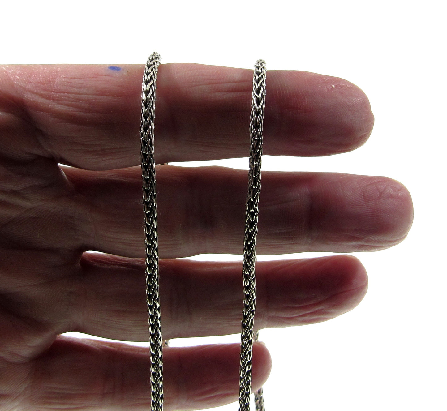 2.5MM Solid 925 Sterling Silver Handmade Bali Foxtail Weave Chain, Braided Unisex Necklace or Bracelet, Woven Rustic Oxidized Jewelry