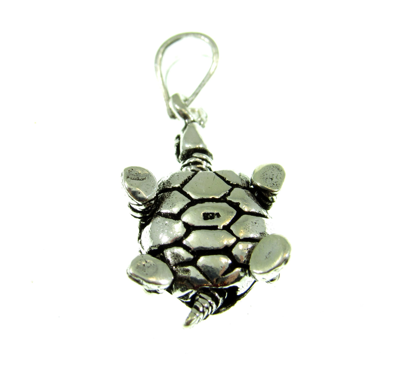 Solid 925 Sterling Silver Small Articulated 3D Sea Turtle Pendant, Tortoise Jewelry with Moving Legs, Head, & Tail, Reptile Necklace Charm
