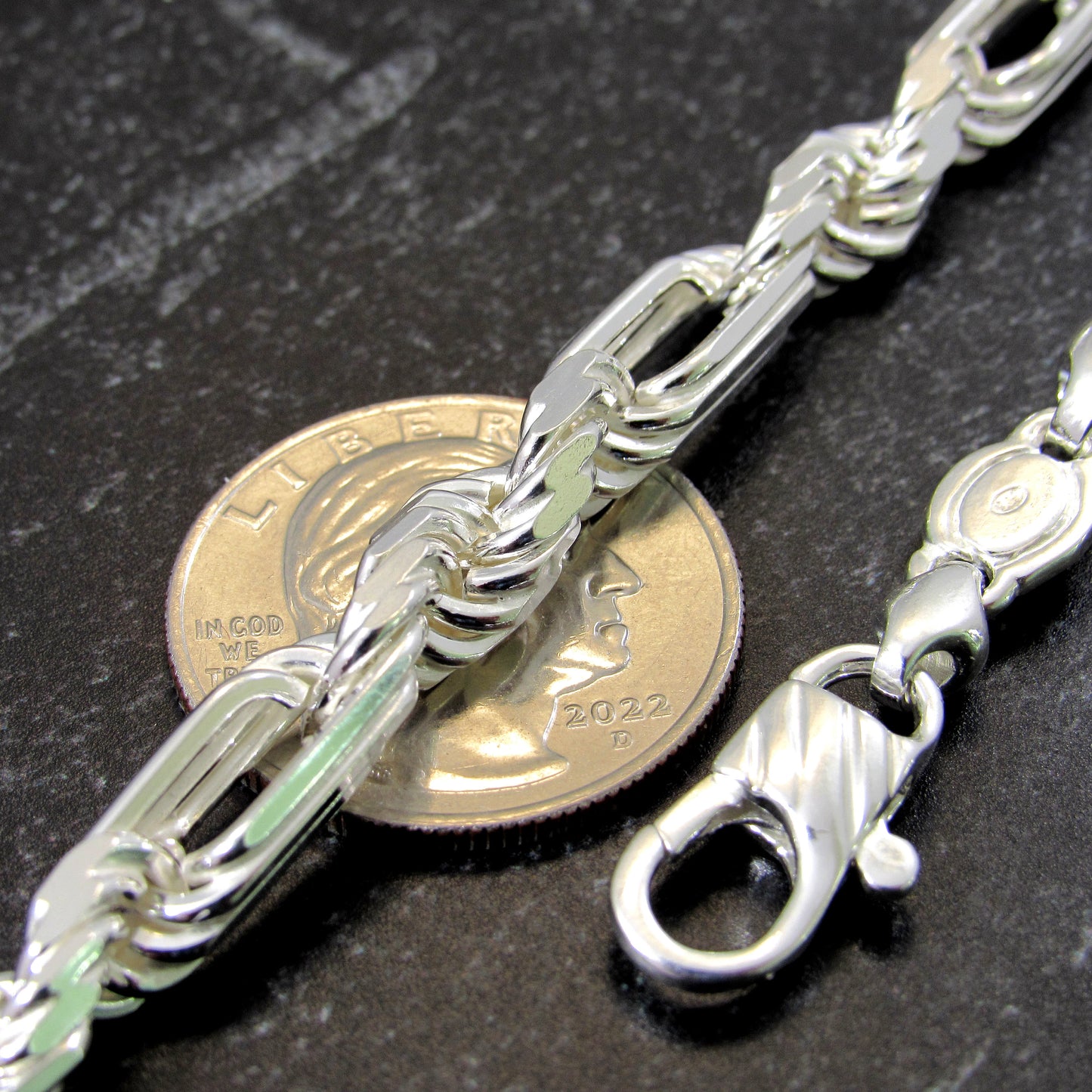 Solid 925 Sterling Silver Italian Figarope Chain Necklace, Milano Link Bracelet, Men's Figaro Link & Diamond Cut Rope Chain, Made in Italy