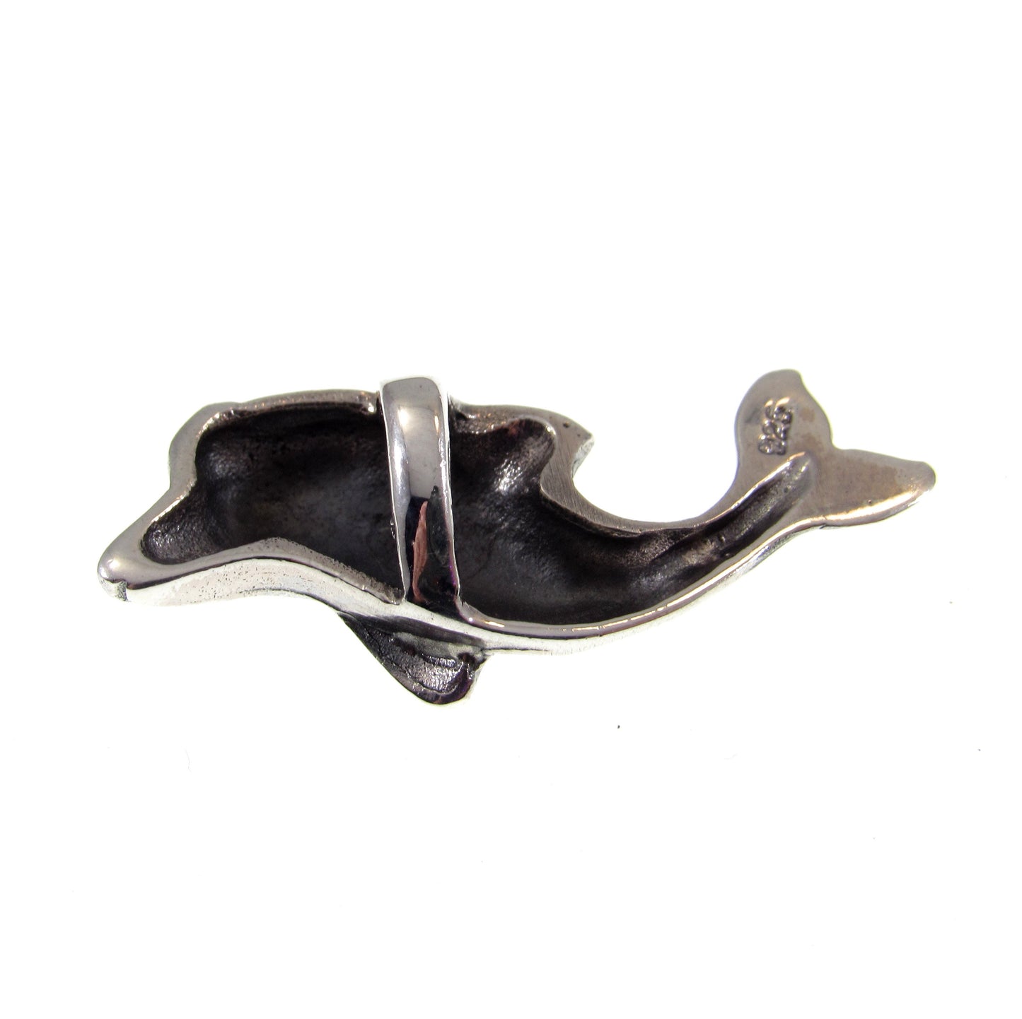 Solid 925 Sterling Silver Dolphin Slide Pendant, Narwal Sea Charm, Marine Oceanic & Sea Jewelry