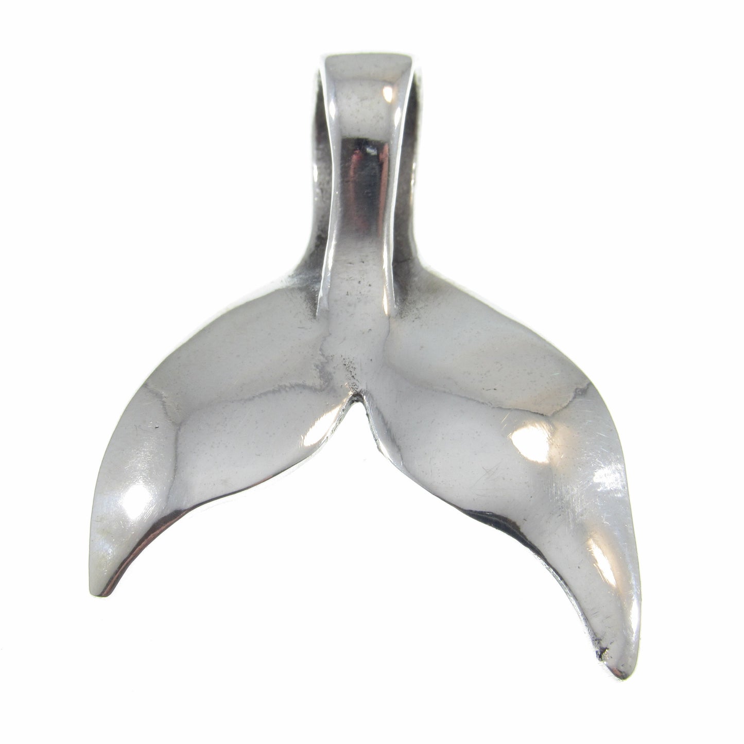 Large Solid 925 Sterling Silver Whale / Mermaid Tail Slide Pendant, Handcrafted 3D Nautical Ocean Life Jewelry, Summer Beach Lover Gift