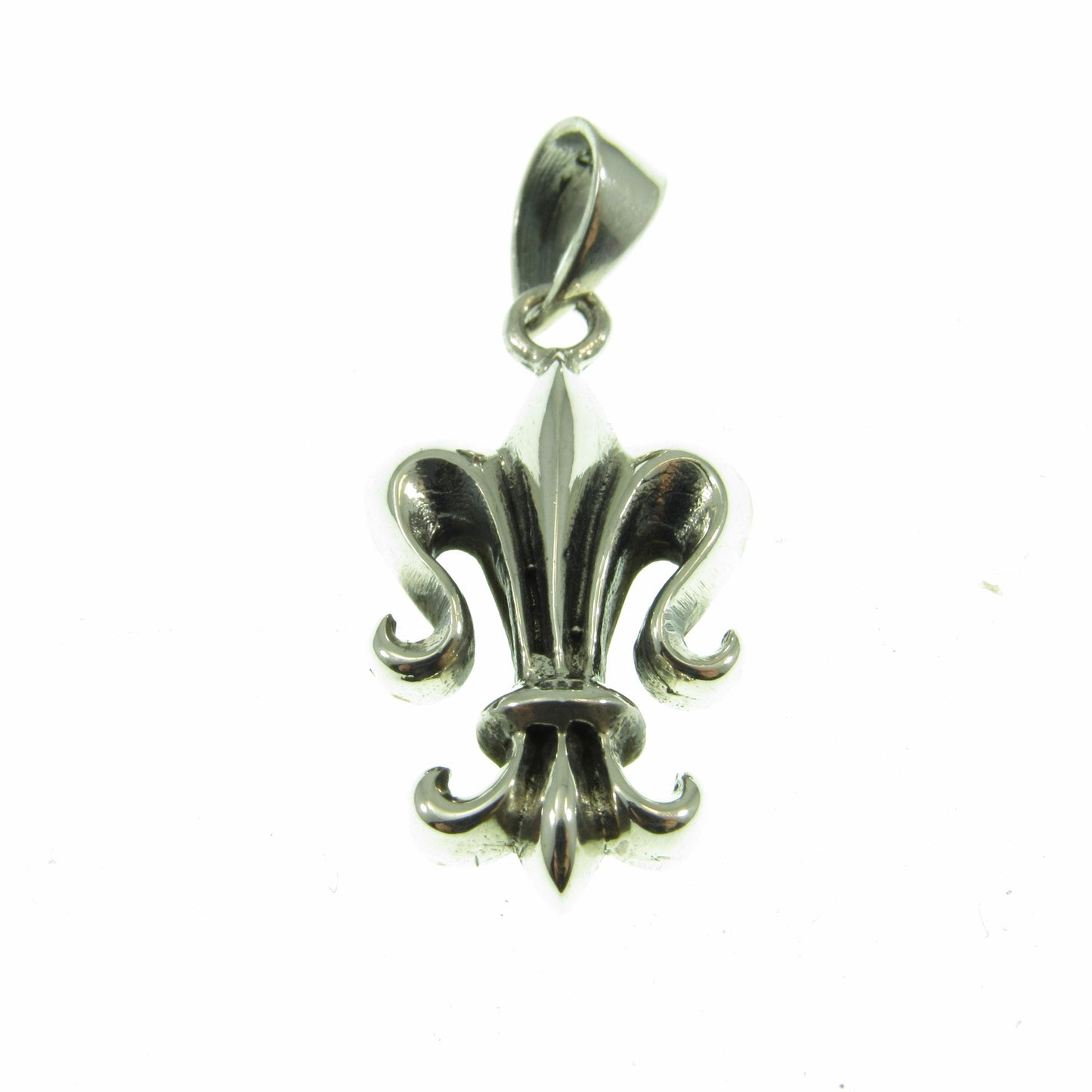 Solid 925 Sterling Silver Fleur-De-Lis Pendant, Handcrafted Lily Flower Charm, 3D Fleur-de-lys Jewelry for Men or Women