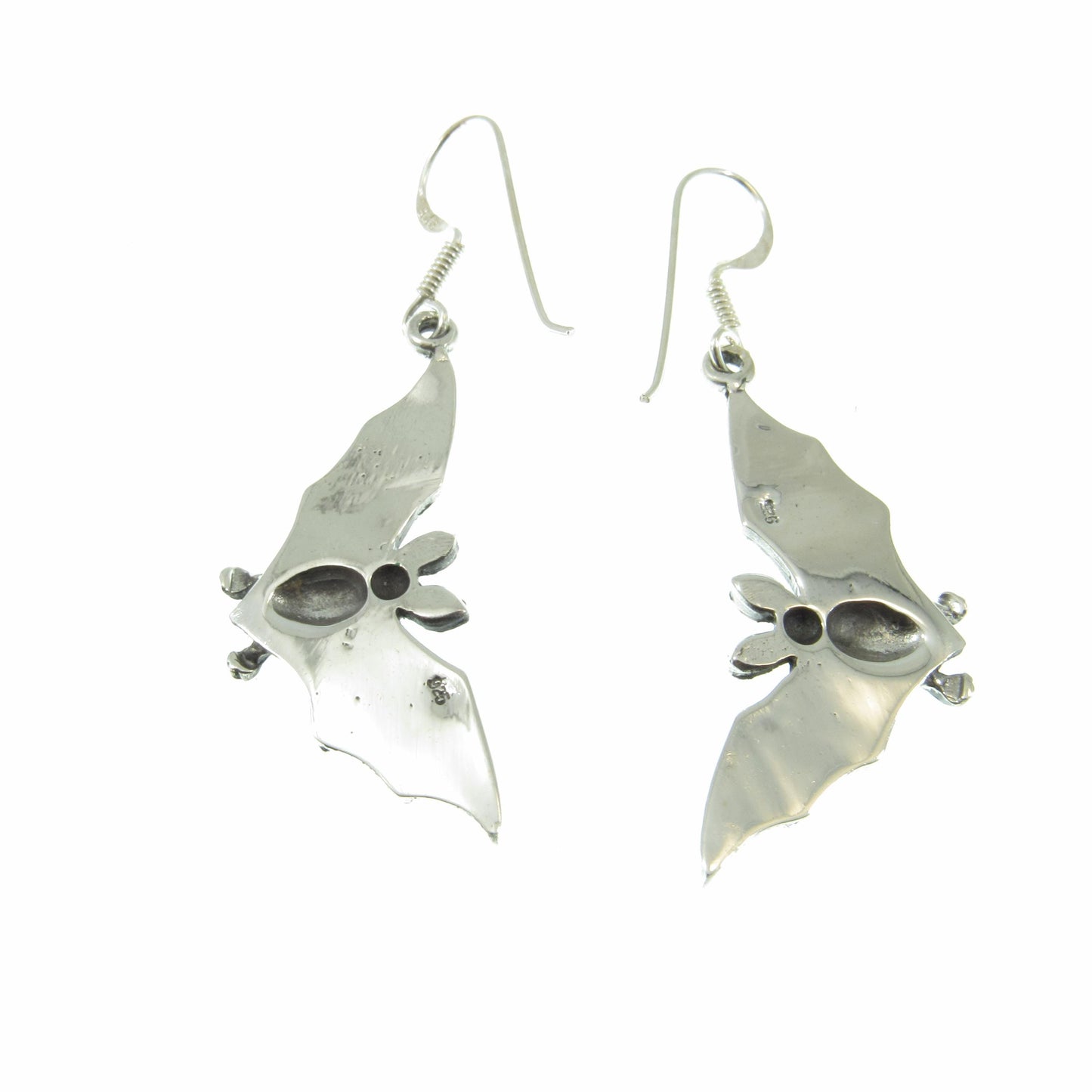 Solid 925 Sterling Silver Vampire Bat Earrings, Handcrafted Drop Dangle Hook Earrings, Spooky Halloween Jewelry, Winged Witchcore Bats