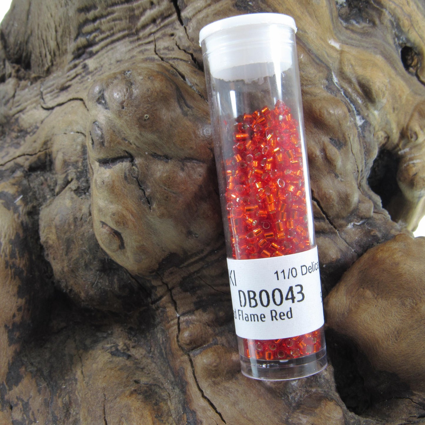DB0043 11/0 Miyuki Silver Lined Flame Red Delica Seed Beads, 5 Grams Tube, 25 Grams Bag, DB43, DB-43 Japanese Glass Delicas for Jewelry