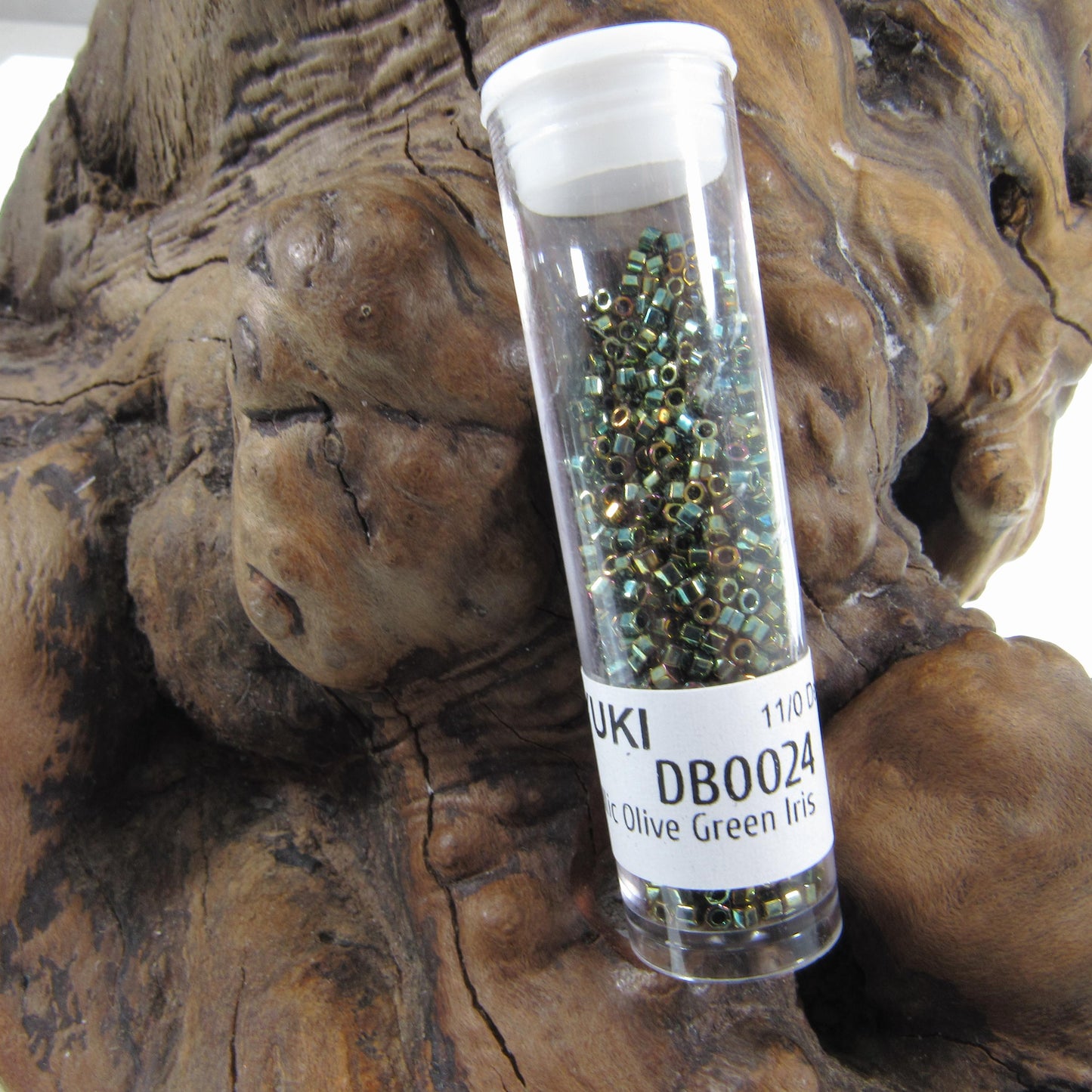 DB0024 11/0 Miyuki Metallic Olive Green Iris Delica Seed Beads, 5 Grams Tube, 25 Grams Bag, DB24, DB-0024 Japanese Glass Delicas for Jewelry