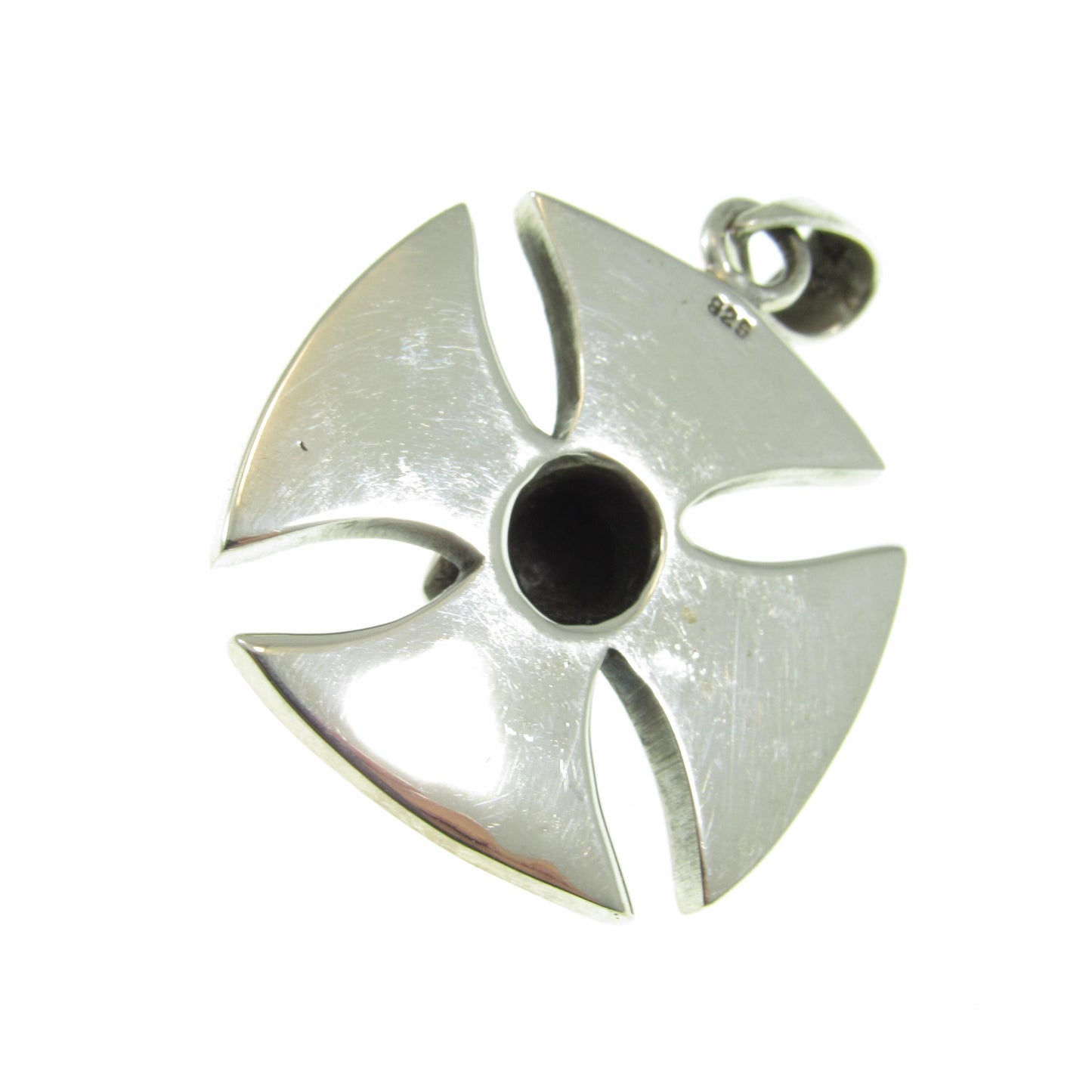 Solid 925 Sterling Silver Iron Cross with Skull & Black Onyx Inlay – Gothic Biker Cross Necklace Pendant for Men