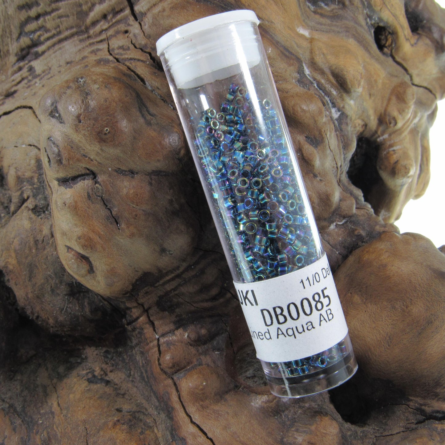 DB0085 11/0 Miyuki Blue Lined Aqua AB Delica Seed Beads, 5 Grams Tube, 25 Grams Bag DB85, DB-85 Japanese Glass Delicas for Jewelry Making