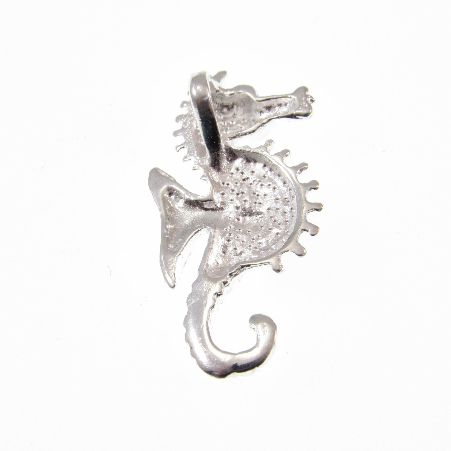Solid 925 Sterling Silver Seahorse Slide Pendant With Blue Opal Gemstone, Handcrafted Marine Nautical Ocean Jewelry