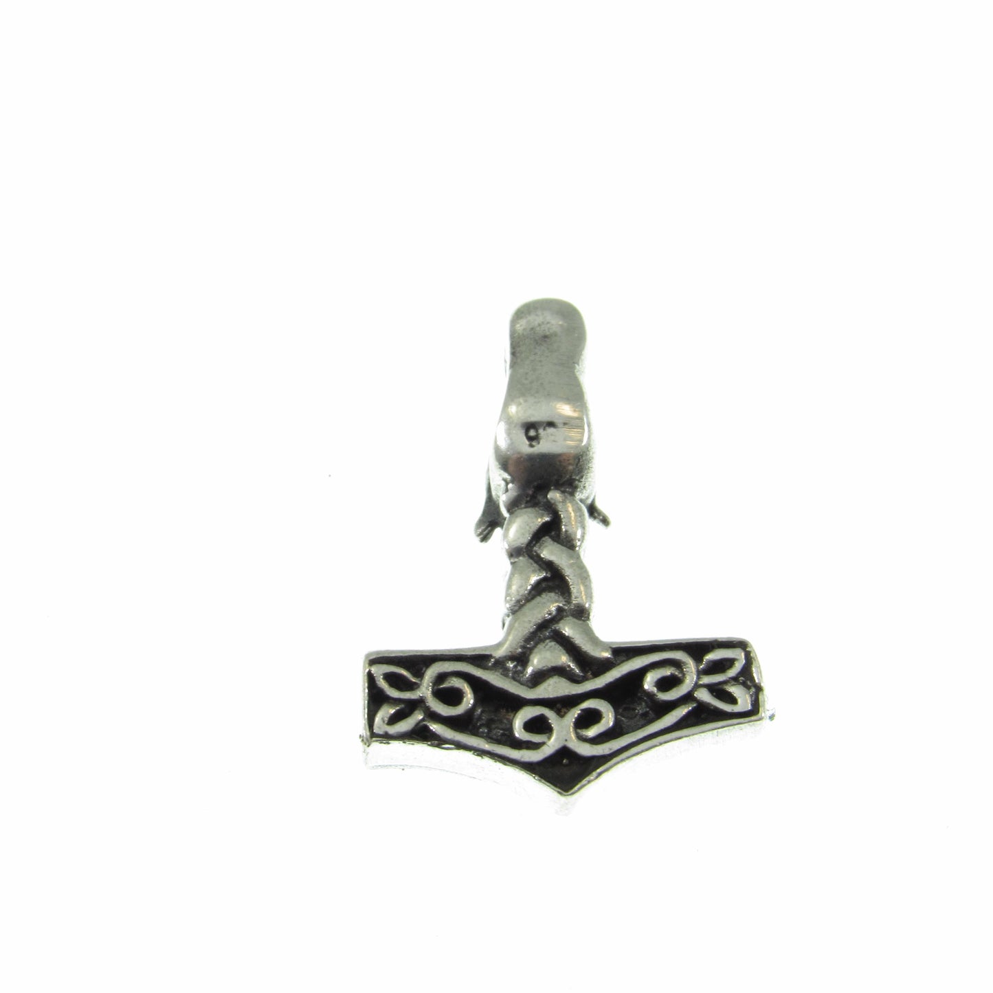 Solid 925 Sterling Silver Viking Thor's Hammer Necklace, Fenrir Wolf Slide Pendant, Celtic Jewelry with Solid Silver 1.1mm Box Chain, Unisex