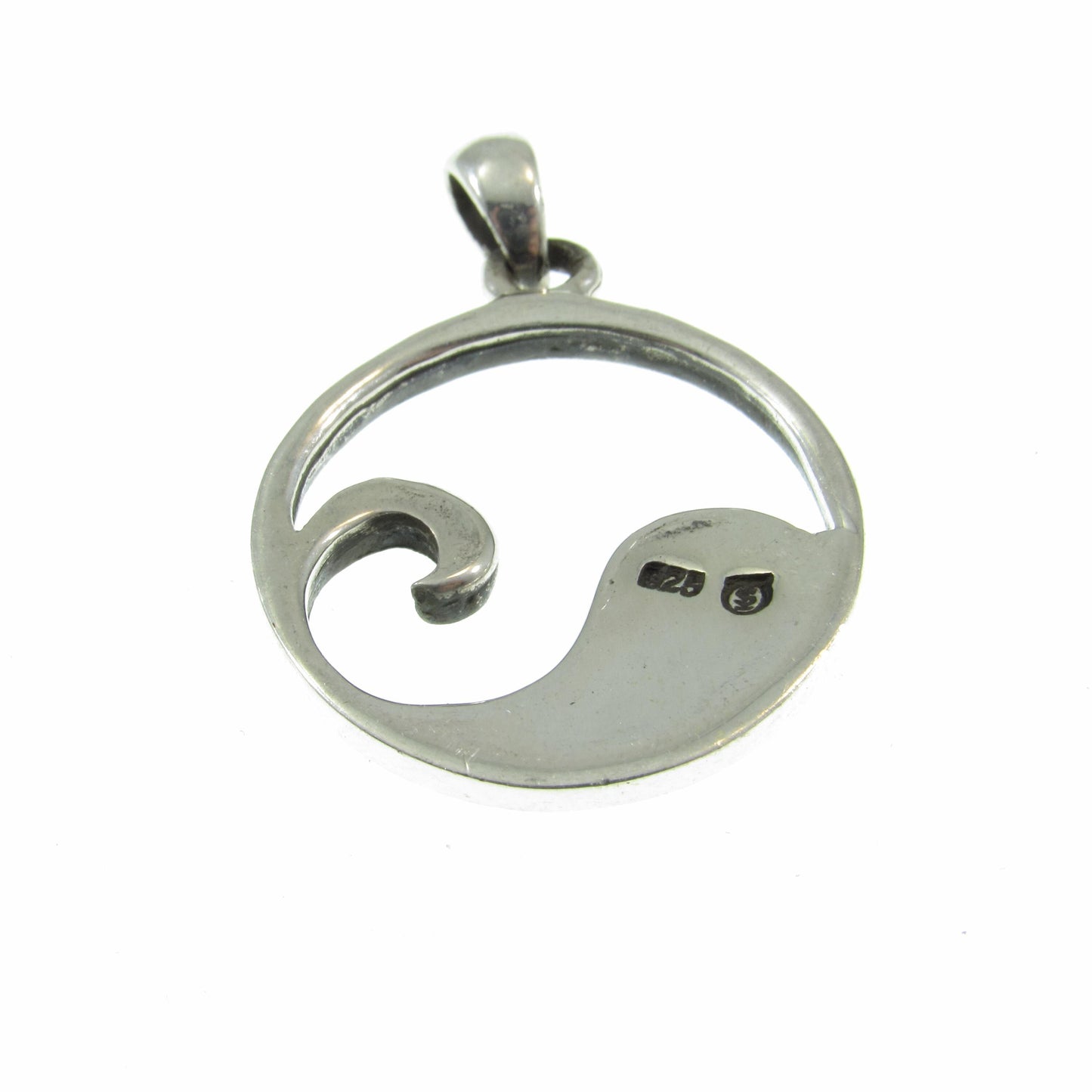 Solid 925 Sterling Silver Wave Pendant with Abalone Shell – Handcrafted Ocean Jewelry, Surfer Necklace Charm – Minimalist Nautical Charm