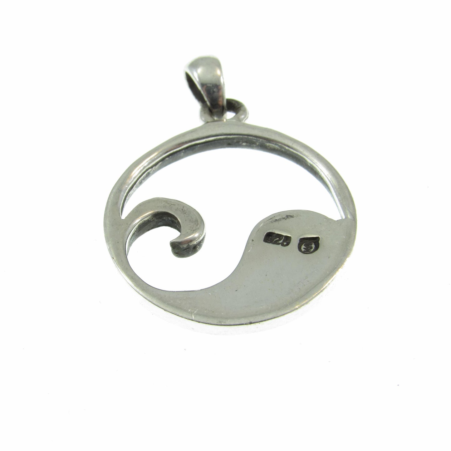 Solid 925 Sterling Silver Wave Pendant with Abalone Shell – Handcrafted Ocean Jewelry, Surfer Necklace Charm – Minimalist Nautical Charm