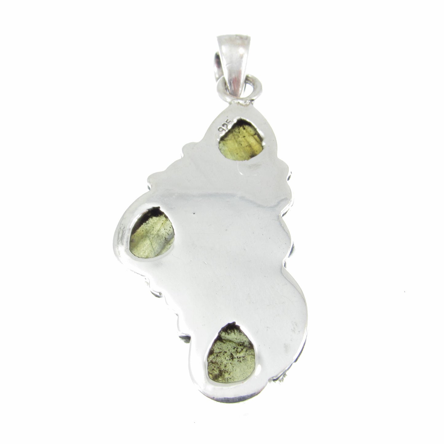 Solid 925 Sterling Silver Flower Pendant With Oval Gemstone Cabochons: Labradorite, Moonstone, Turquoise, Spiny Oyster, Floral Jewelry