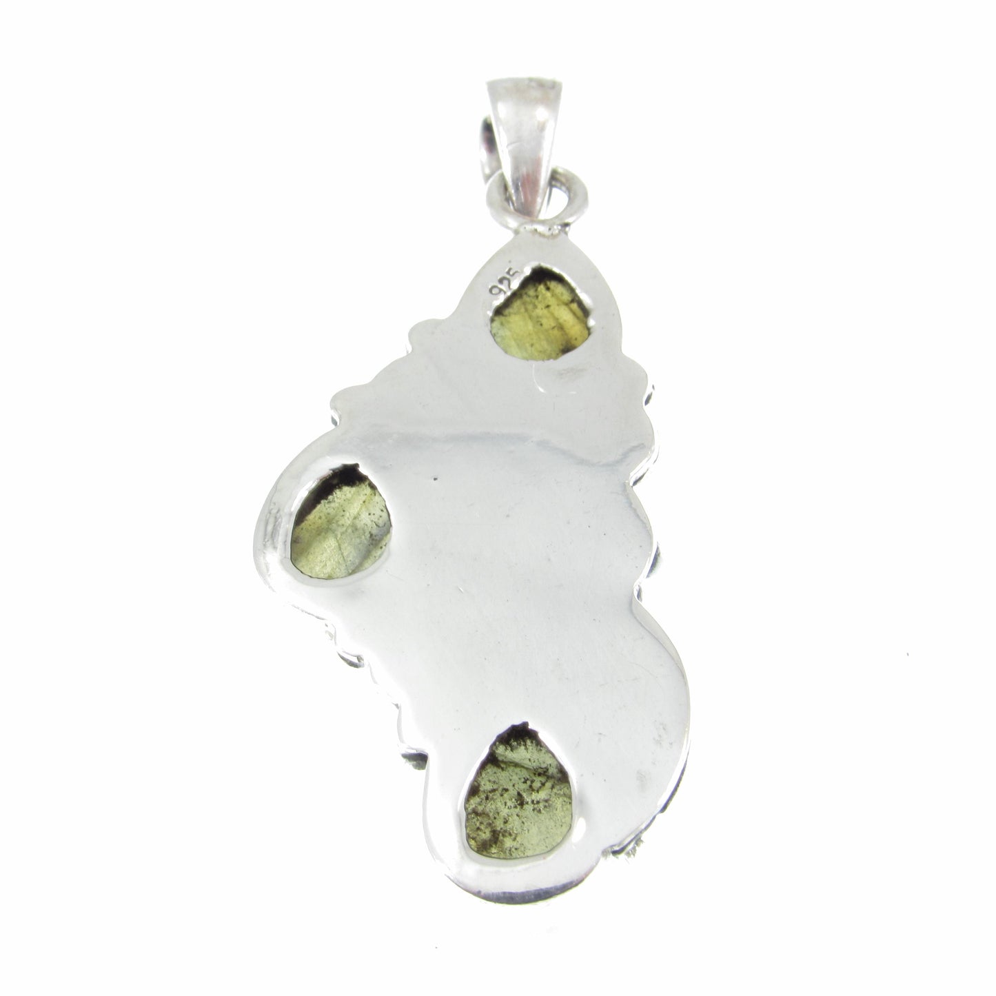 Solid 925 Sterling Silver Flower Pendant With Oval Gemstone Cabochons: Labradorite, Moonstone, Turquoise, Spiny Oyster, Floral Jewelry