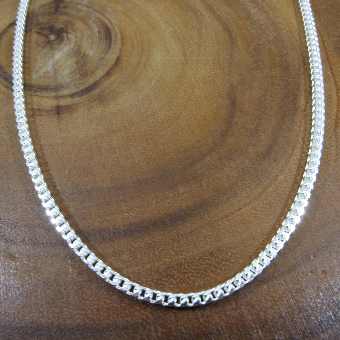 3MM Solid 925 Sterling Silver Franco Link Chain, Mens Diamond Cut Hip Hop Chain, Chunky Unisex Italian Necklace or Bracelet, 100 Gauge