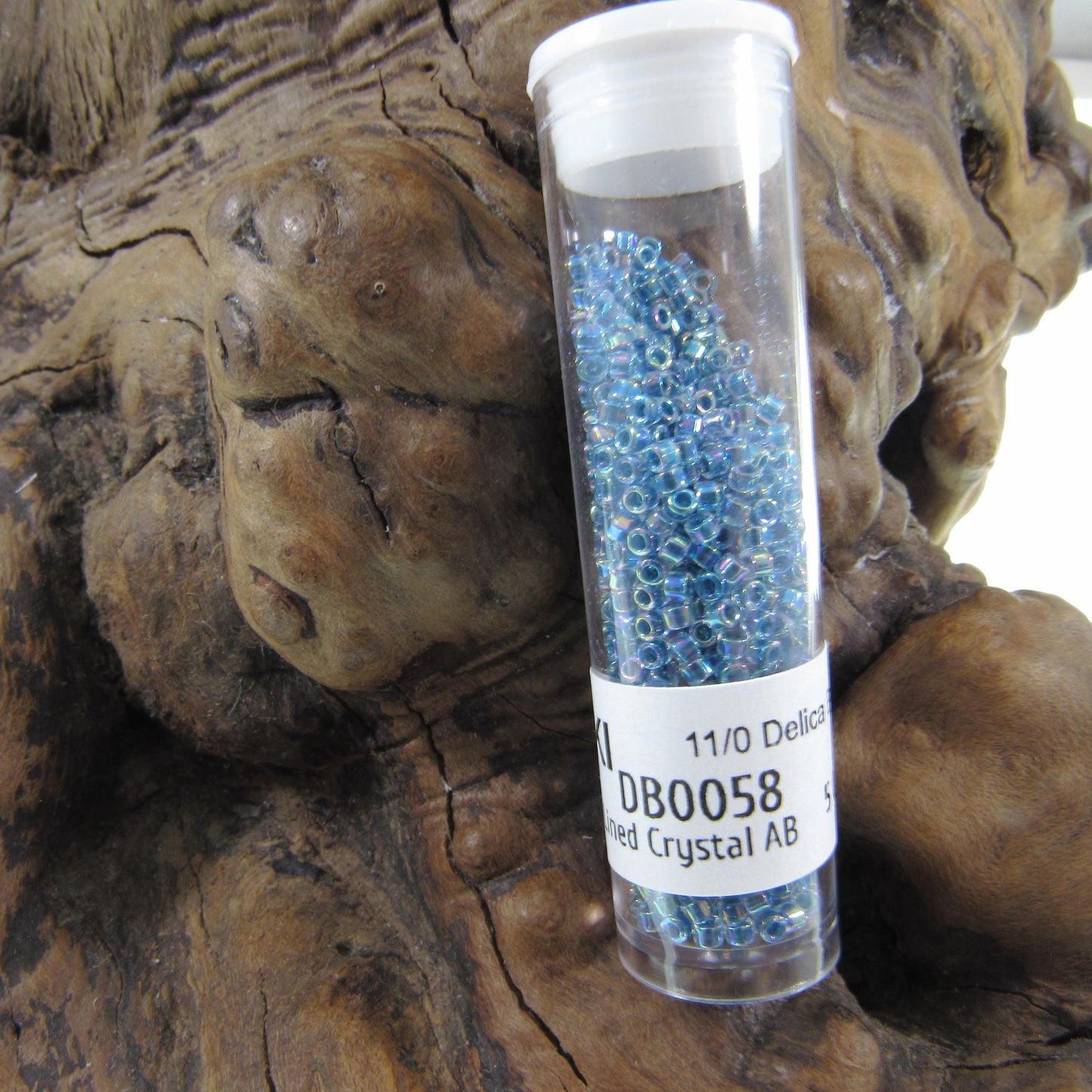 DB0058 11/0 Miyuki Marine Blue Lined Crystal AB Delica Seed Beads, 5 Grams Tube, 25 Grams Bag DB58, DB-58 Japanese Glass Delicas for Jewelry