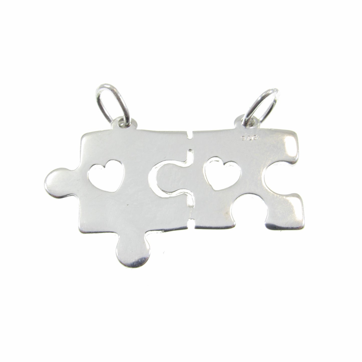 Solid 925 Sterling Silver Friends Forever Jigsaw Puzzle Pendant, Friendship Charm, Symbol of Love & Companionship, Best Friend Soulmate Gift