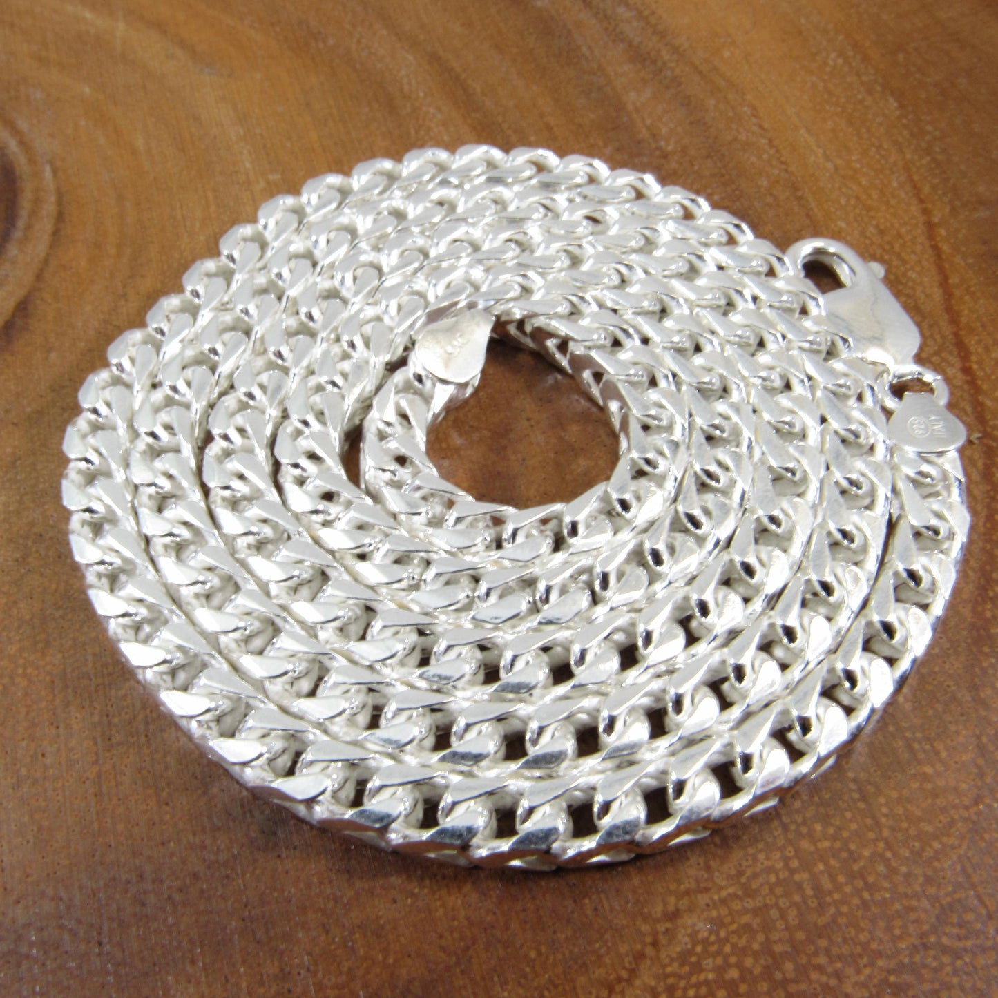 Solid 925 Sterling Silver Italian Franco Link Chain Necklace, Mens Hip Hop Jewelry, Chunky Italian Bracelet, Chevron Links, Made in Italy