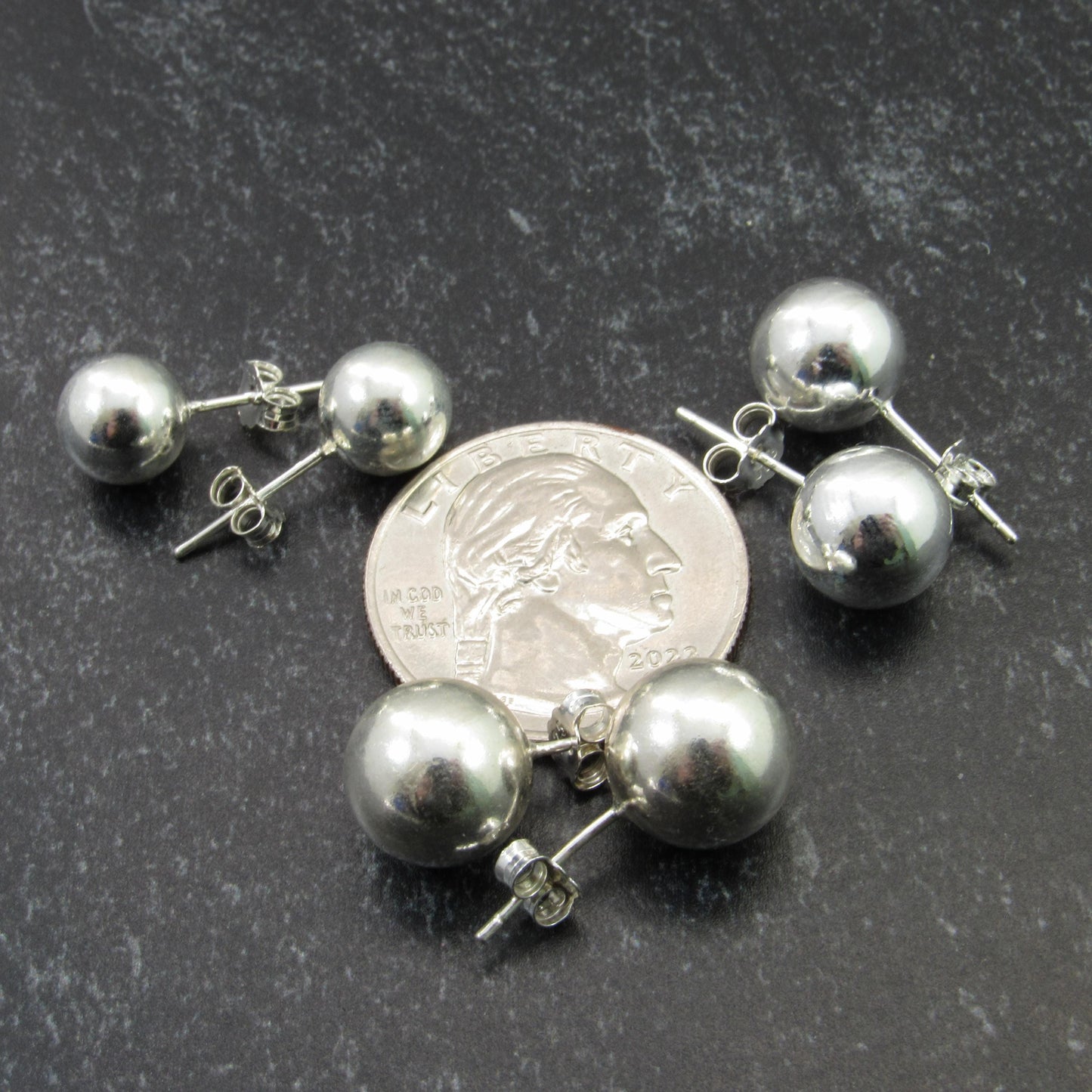 Solid 925 Sterling Silver Ball Stud Earrings – Simple Round Studs in Small, Medium & Large Sizes – Minimalist Earring Balls for Men / Women