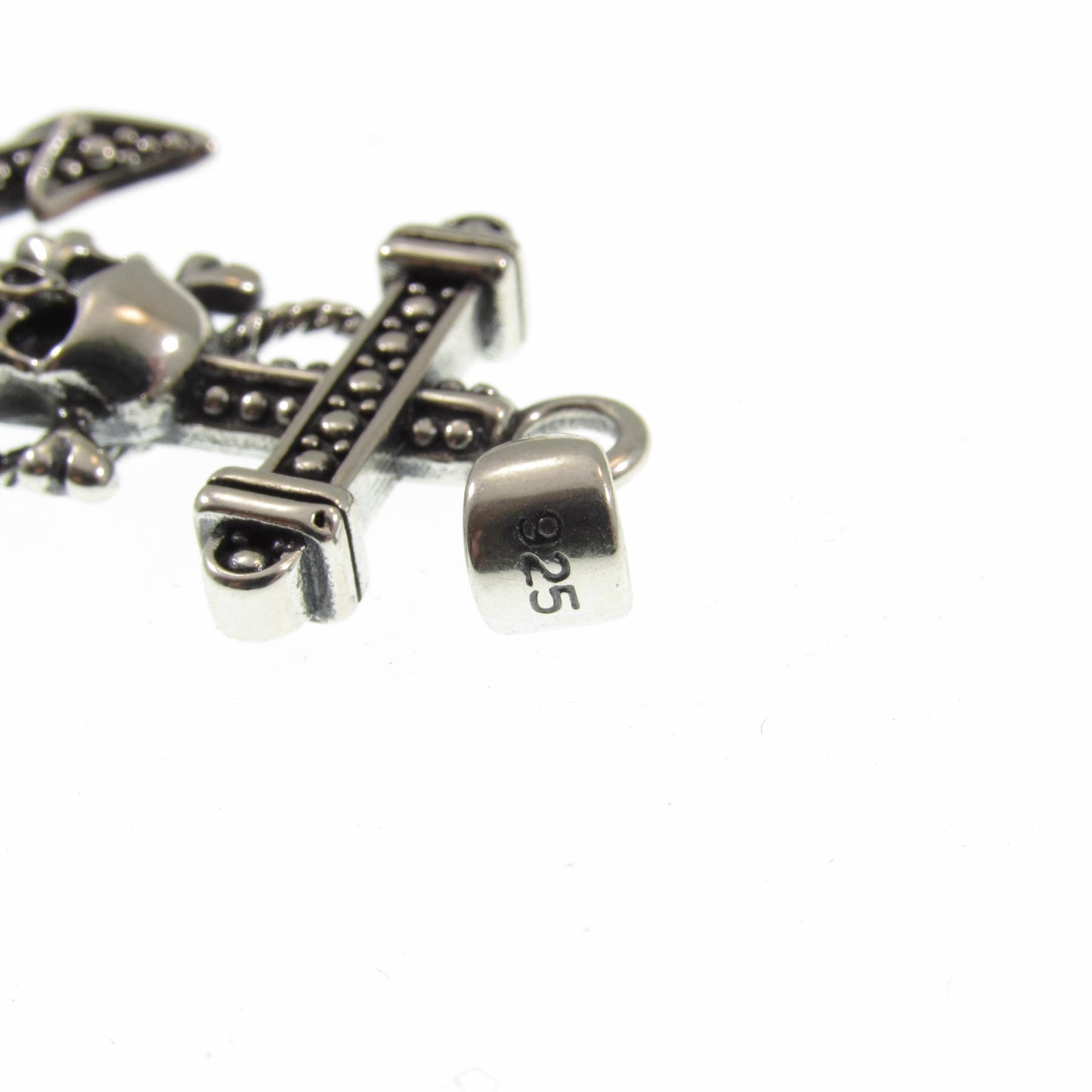 Solid 925 Sterling Silver Anchor & Skull Pendant, Skeleton and Crossbones on Ship's Anchor Charm, Nautical Boat Jewelry, Gothic Gift Idea