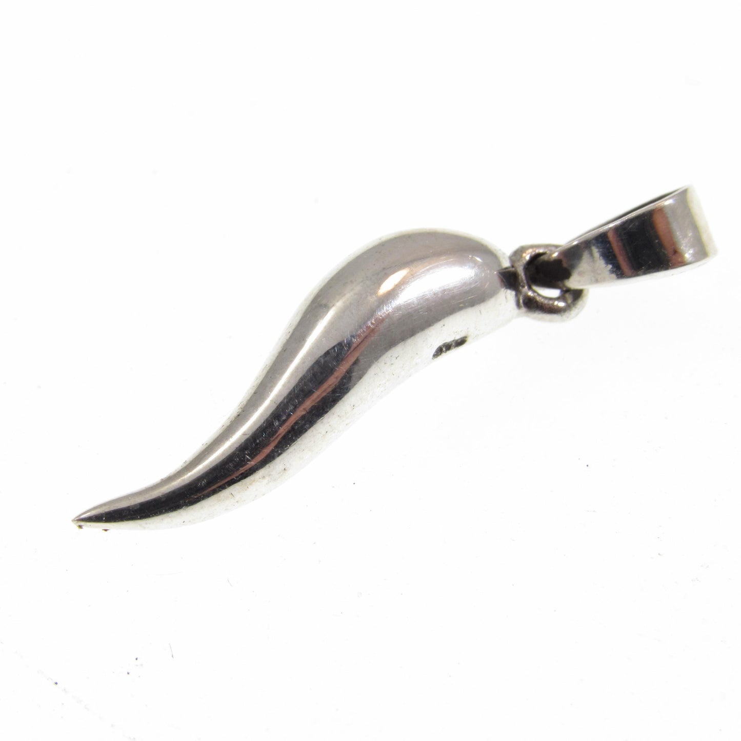 Solid 925 Sterling Silver Italian Horn Pendant, Handcrafted Cornicello Charm, Protection Jewelry, Little Hornlet Symbol, Corno Talisman