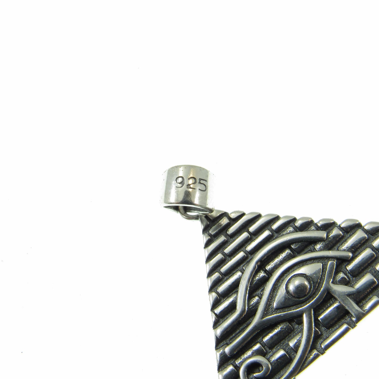Solid 925 Sterling Silver Eye of Horus Pyramid Pendant, Handcrafted Illuminati Amulet, All Seeing Eye Charm, Egyptian Jewelry