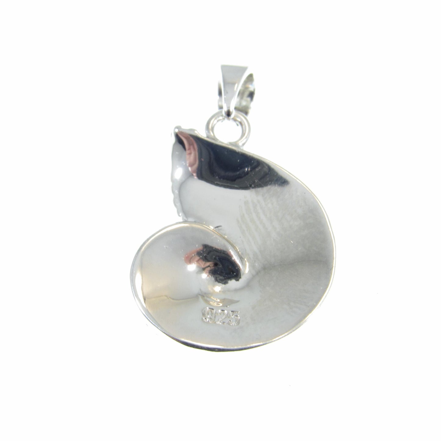 Solid 925 Sterling Silver and Blue Opal Shell Pendant, Nautilus Seashell Jewelry, Ammonite Fossil Charm, Sea Sand Ocean and Marine Interest