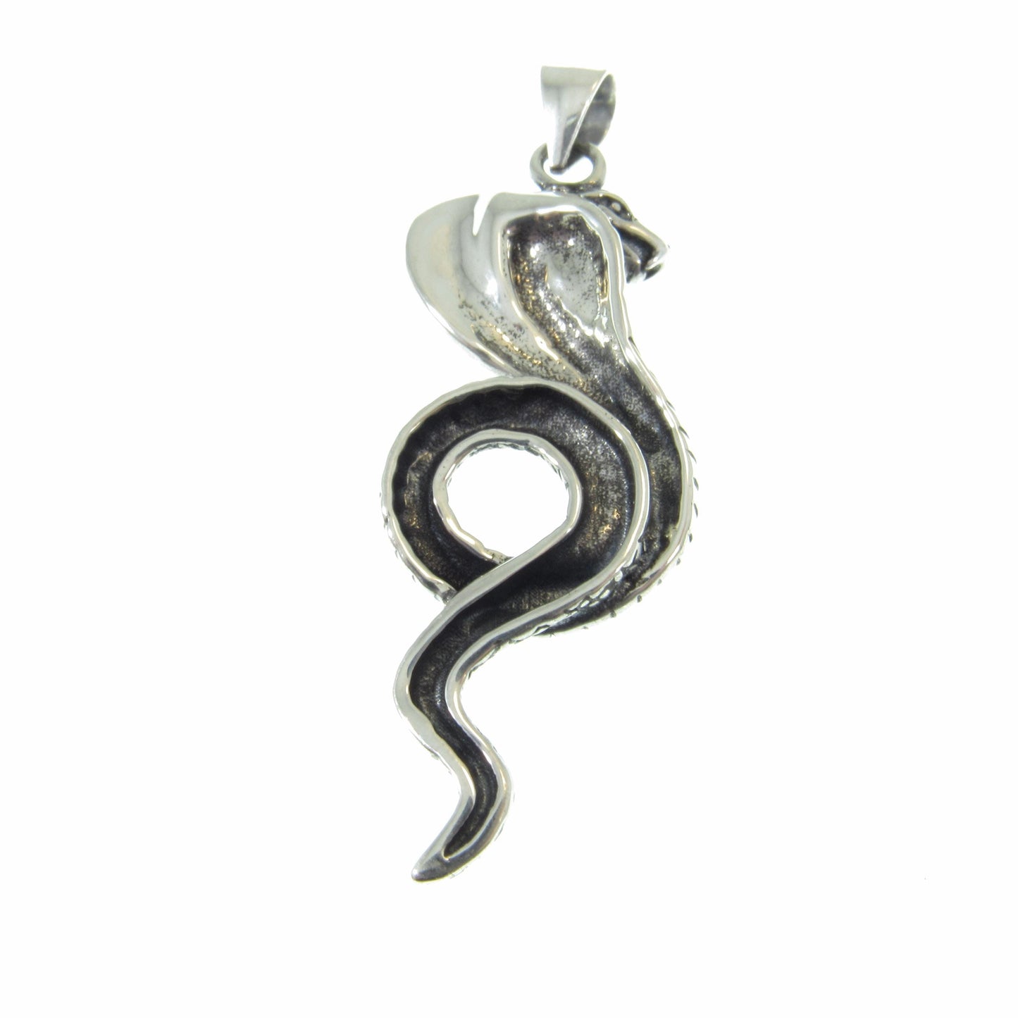 Solid 925 Sterling Silver Cobra Pendant - Mystical Serpent Charm - Symbol of Power & Protection Talisman - Edgy Statement Piece