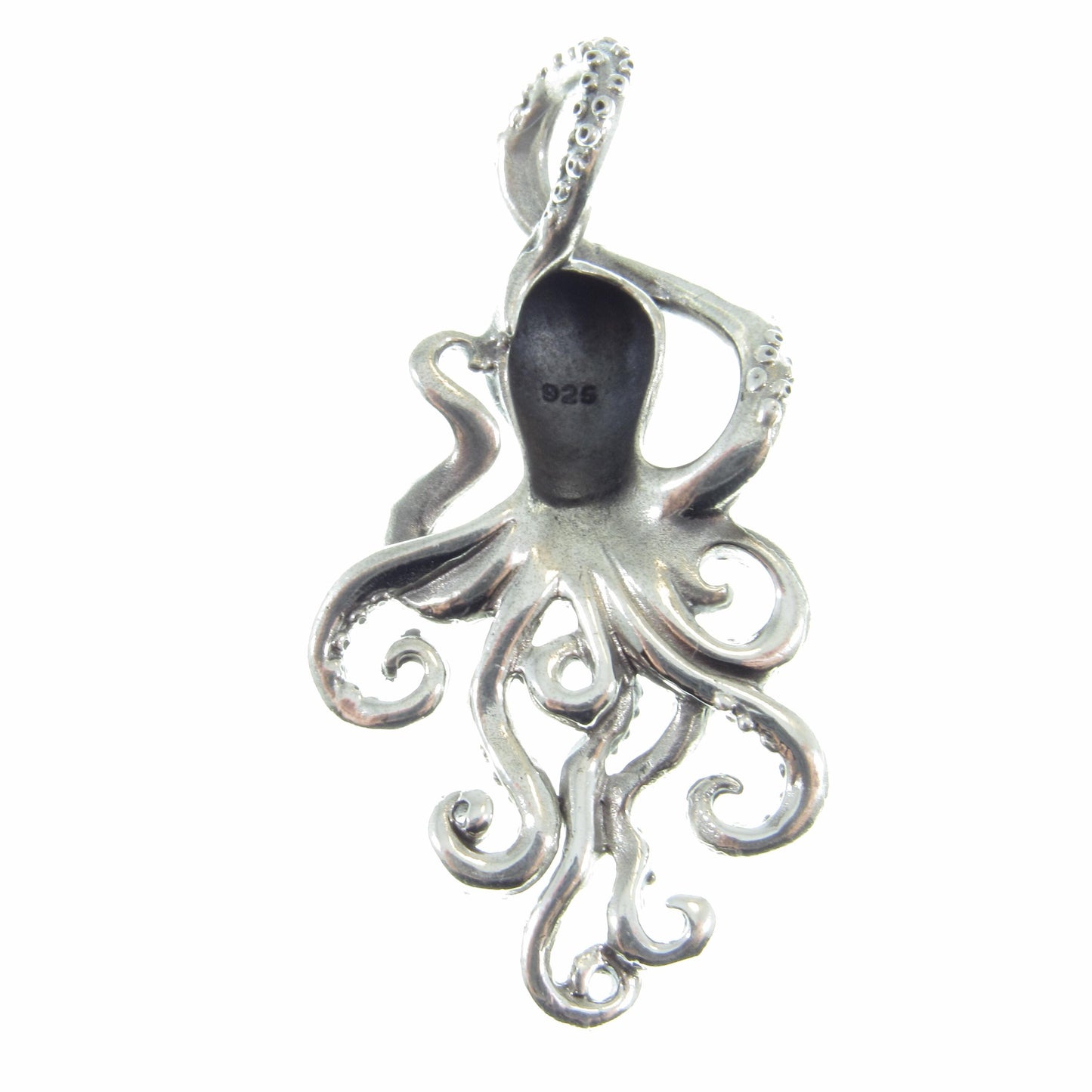 Large Solid 925 Sterling Silver Octopus Slide Pendant – Handcrafted Nautical Jewelry – Ocean Lover Statement Piece – Kraken Sea Life Gift