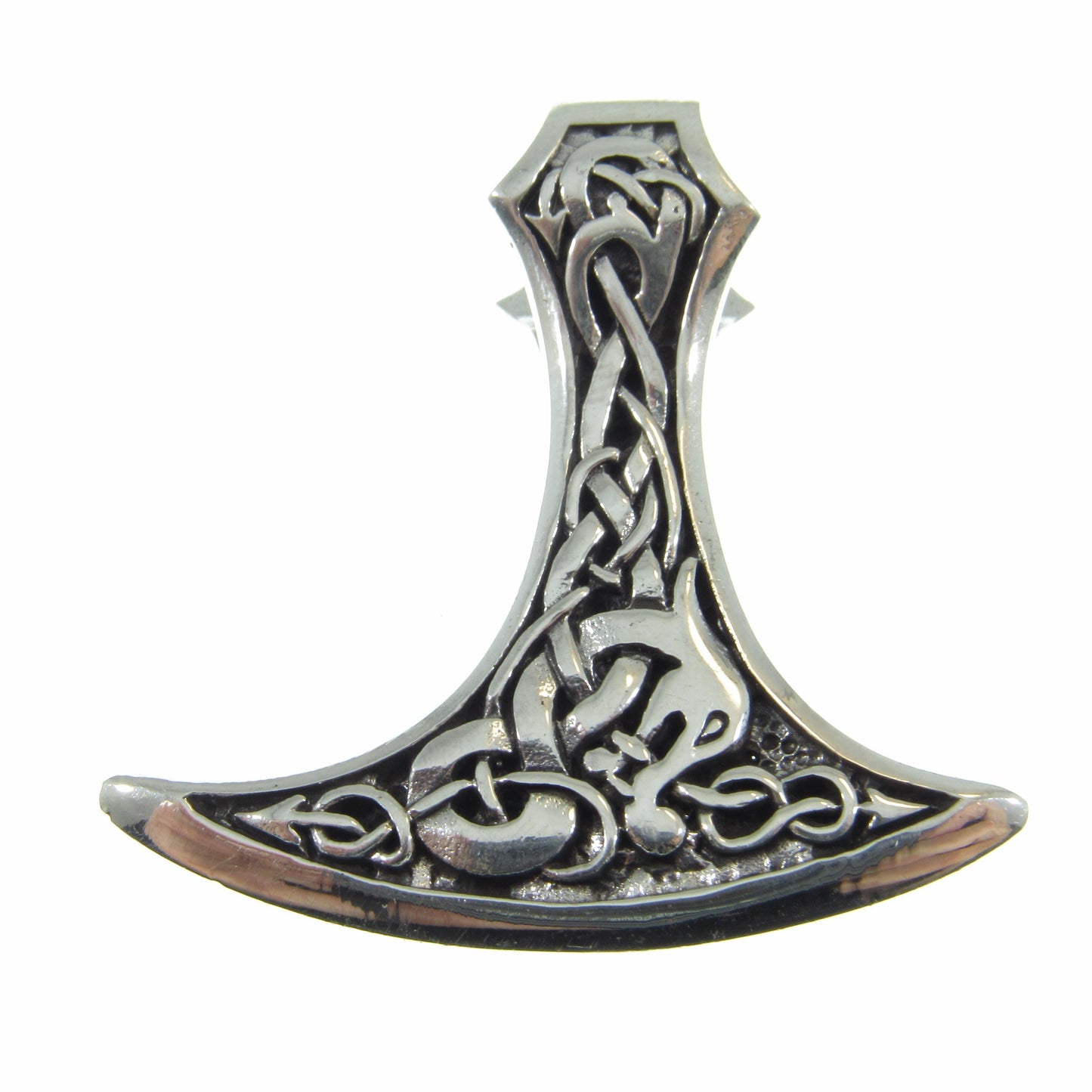 Solid 925 Sterling Silver Celtic Thor's Hammer Slide Pendant - Mjollnir Jewelry - Celtic Scrolls & Knotwork, Handcrafted Mens Viking Jewelry