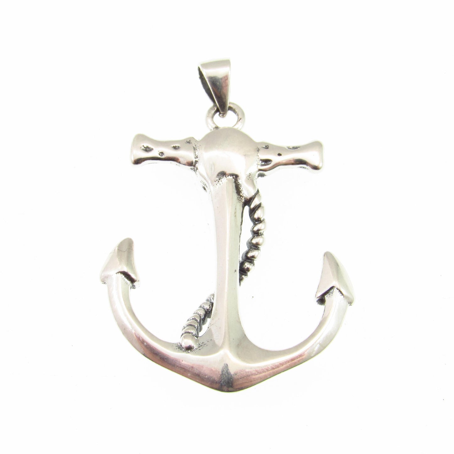 Solid 925 Sterling Silver Skull Anchor Pendant – Nautical Pirate Necklace Pendant, Viking Jewelry, Biker Pendant, Gothic Marine Symbol