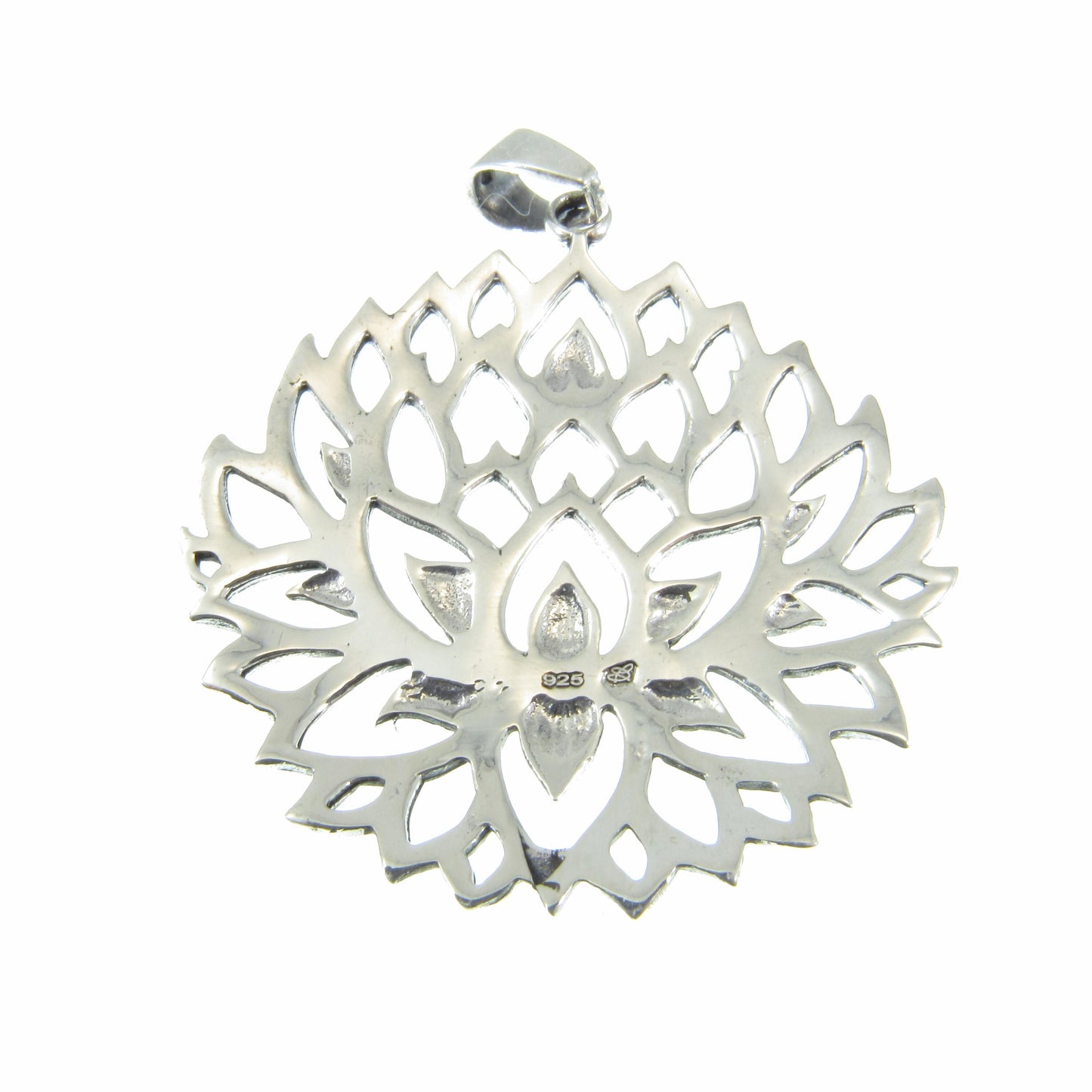 Solid 925 Sterling Silver Lotus Pendant – Large Sacred Flower Amulet, Yoga Spiritual Jewelry, Symbol of Enlightenment, Boho Gift for Her