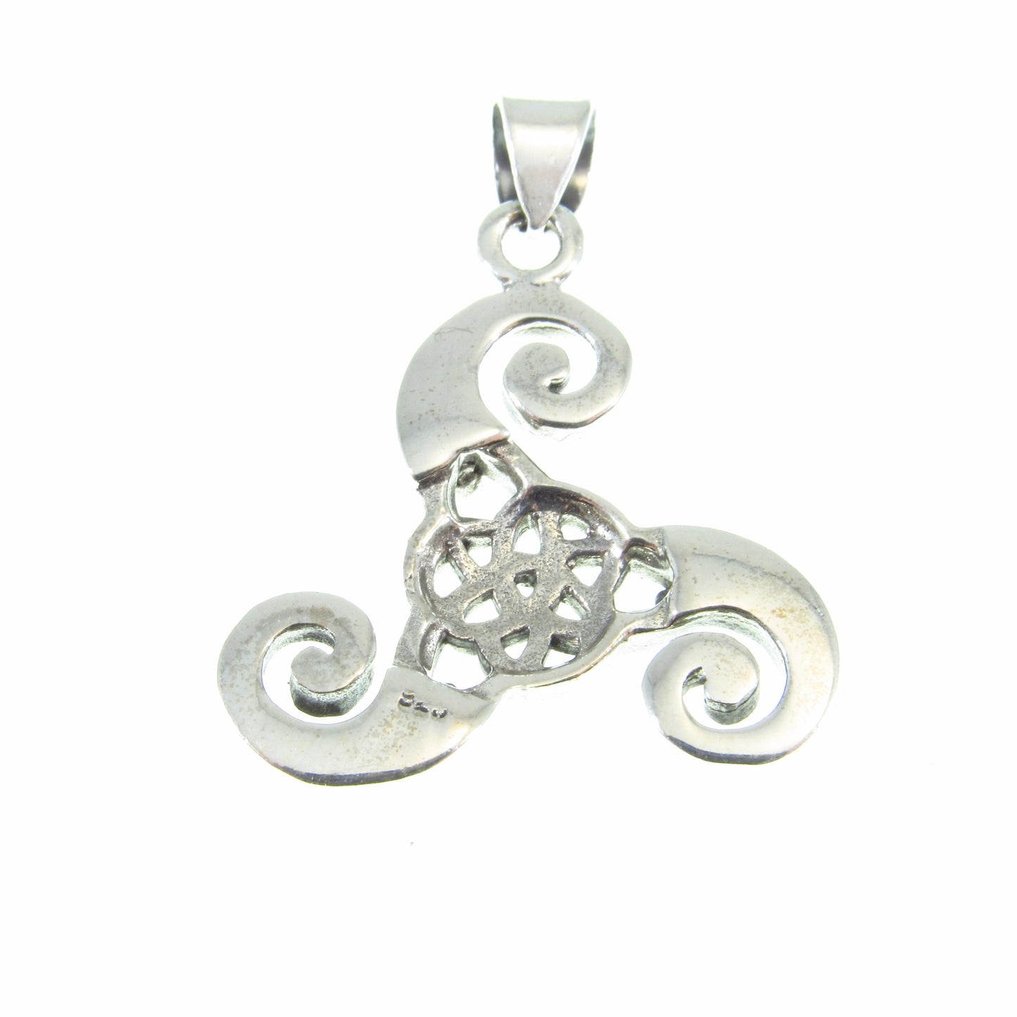 Solid 925 Sterling Silver Triskelion Pendant – Celtic Spiral Necklace Charm, Pagan Trinity Knot, Norse / Viking Jewelry Gift for Him & Her