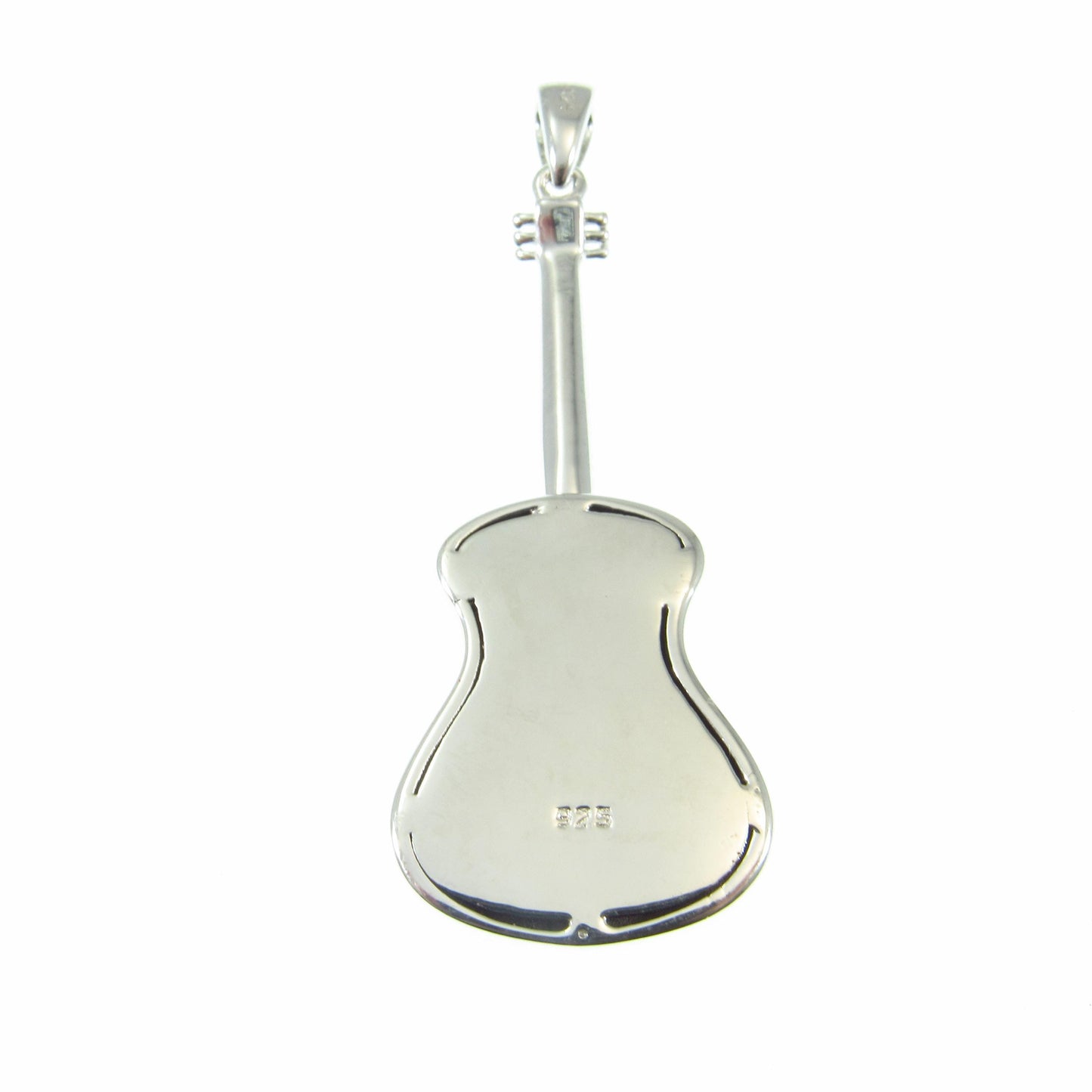 Solid 925 Sterling Silver Guitar Pendant – Music Jewelry, Silver Guitarist Necklace Pendant, Unique Gift for Musicians & Rock Lovers
