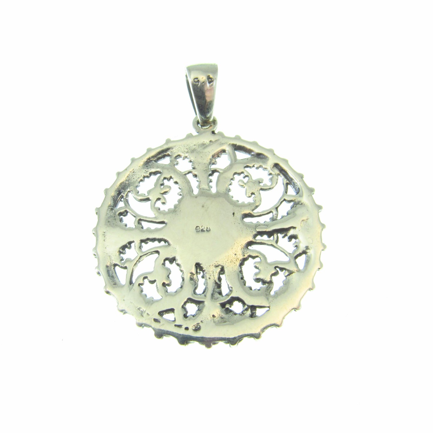 Solid 925 Sterling Silver Circular Arabesque Pendant – Filigree Swirl Medallion - Infinite Pattern, Shamsa Rosette Inspired, Islamic Jewelry