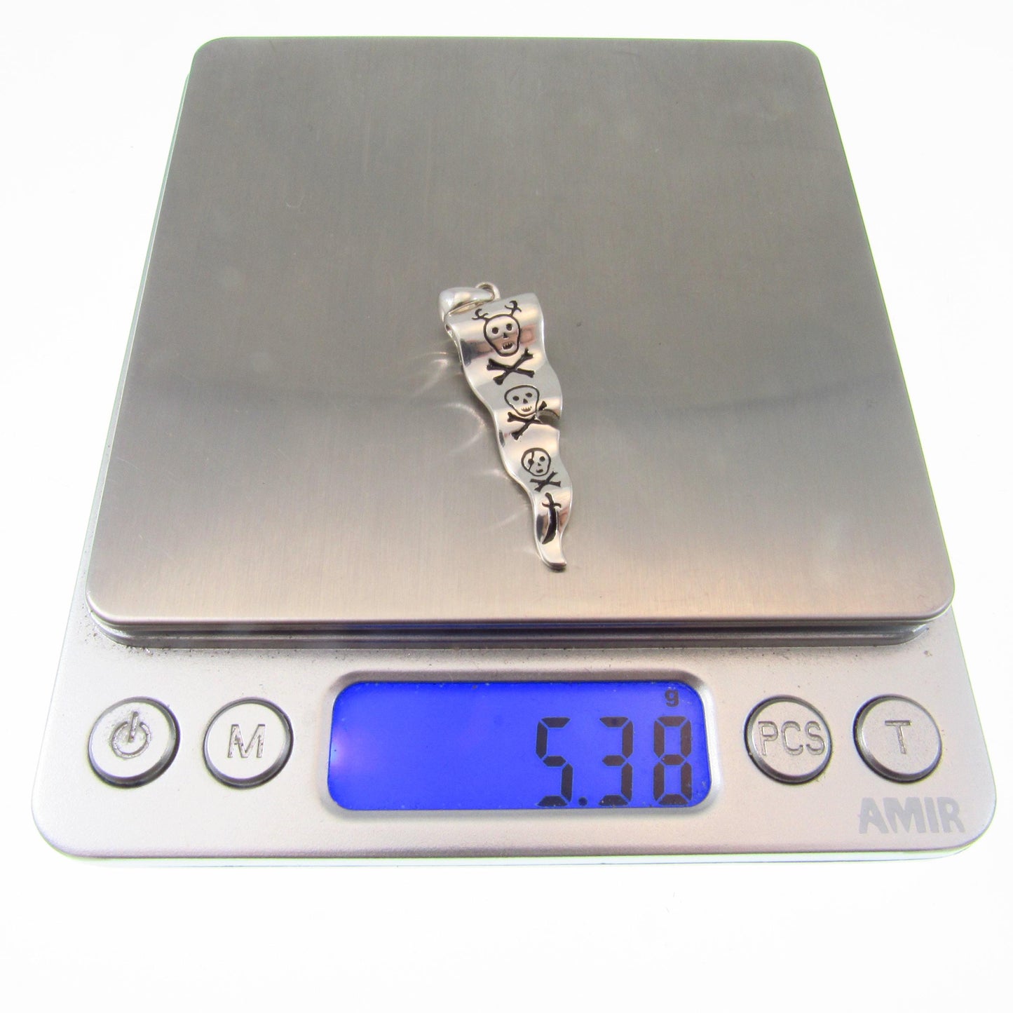 Solid 925 Sterling Silver Francis Drake Pirate Flag Pendant – Skull and Crossbones Jewelry, Gothic Pirate Necklace Pendant, Nautical Gift