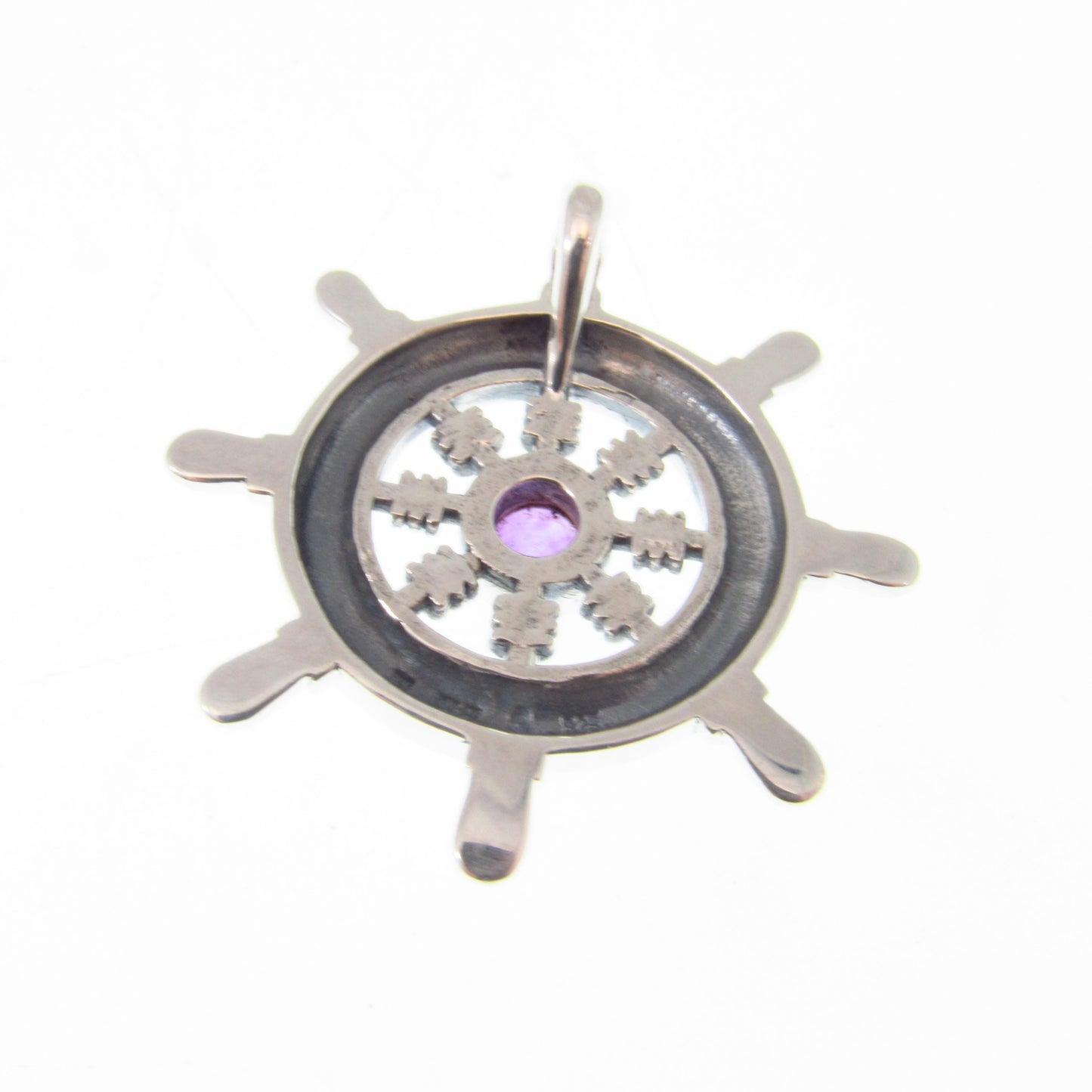 Solid 925 Sterling Silver Mens Ship Wheel Pendant with Celtic Knotwork, Helm Amulet, Nautical Ocean Jewelry, Gift for Sailors and Sea Lovers