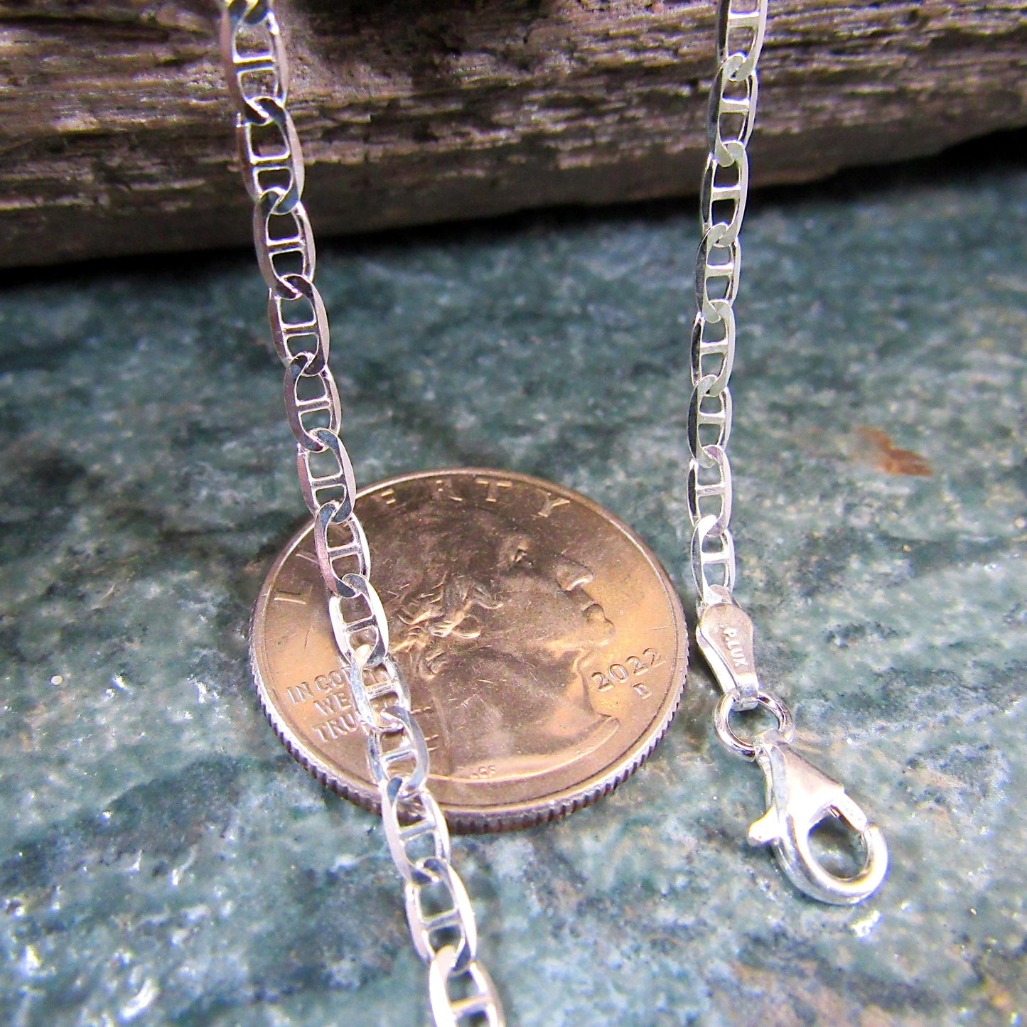 Solid 925 Sterling Silver Mariner Chain Necklace or Bracelet, Italian Made Men’s Marina Link, Heavy Nautical Silver Jewelry Gift for Him