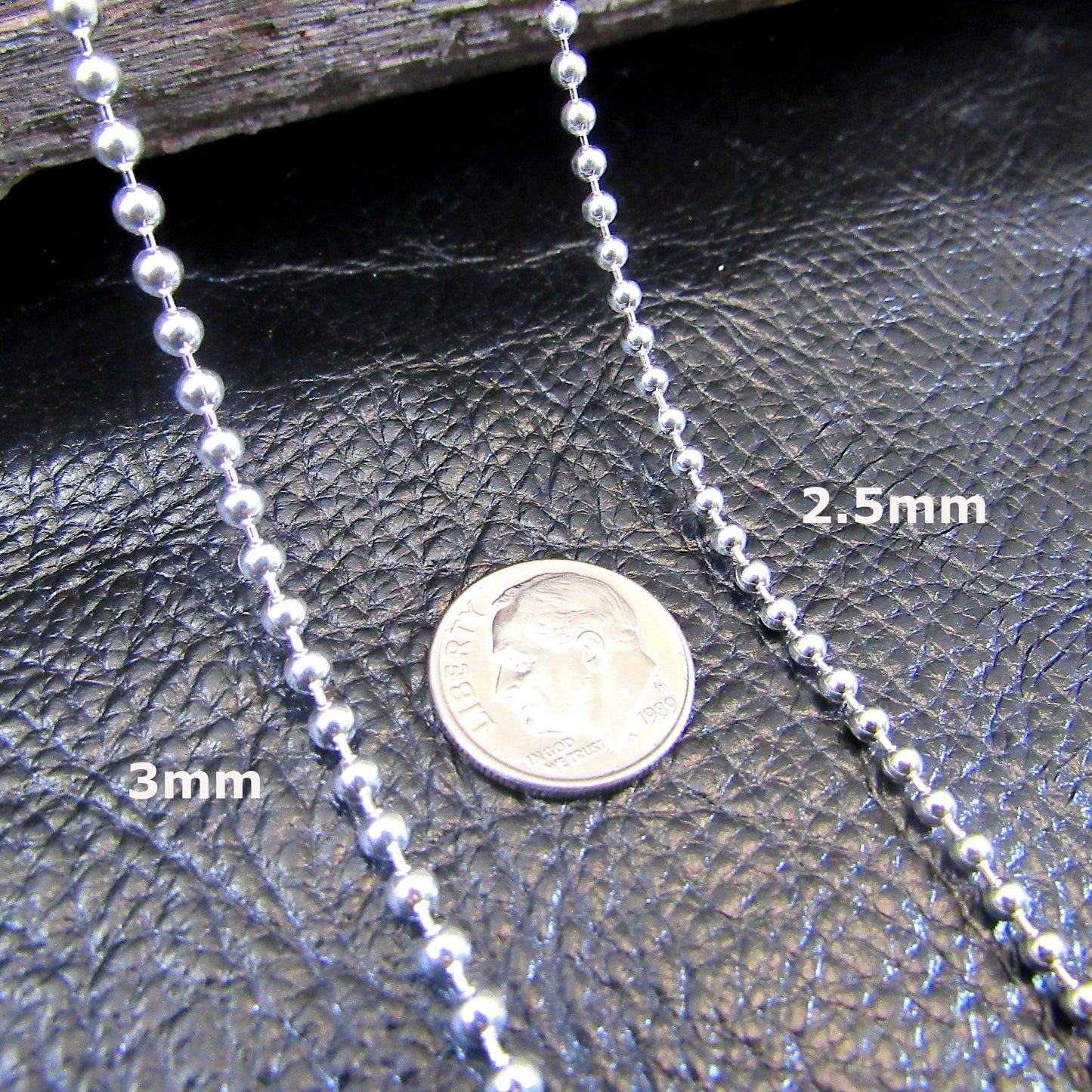 Solid 925 Sterling Silver Italian Ball Chain Bead Necklace, Men's and Women's Bracelet, Dogtag Military ID Jewelry, Dainty to Chunky Styles