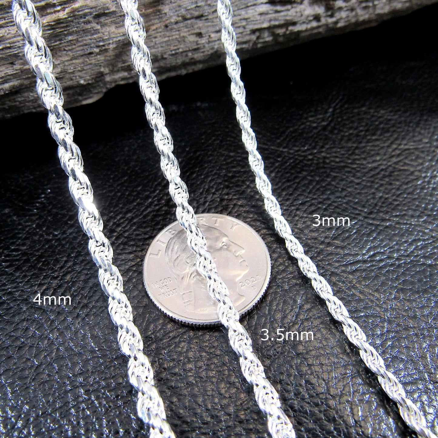 Solid 925 Sterling Silver Italian Rope Chain Necklace / Bracelet, Diamond Cut Rope, Made in Italy, Men's & Women's Urban Hip Hop Jewelry
