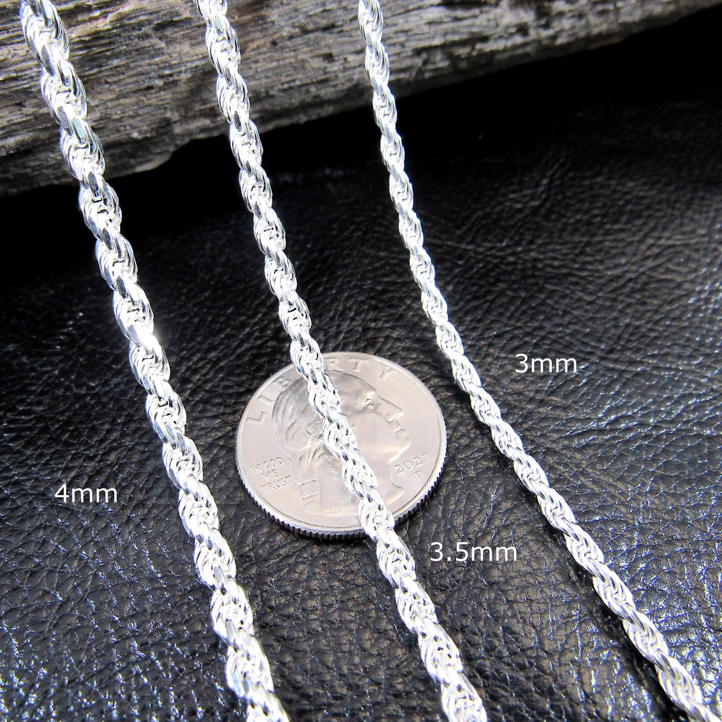 925 Italian Rope Chain Bracelet, Diamond Cut Solid Sterling Silver, Dainty or Chunky Unisex Jewelry, Timeless Gift for Him or Her