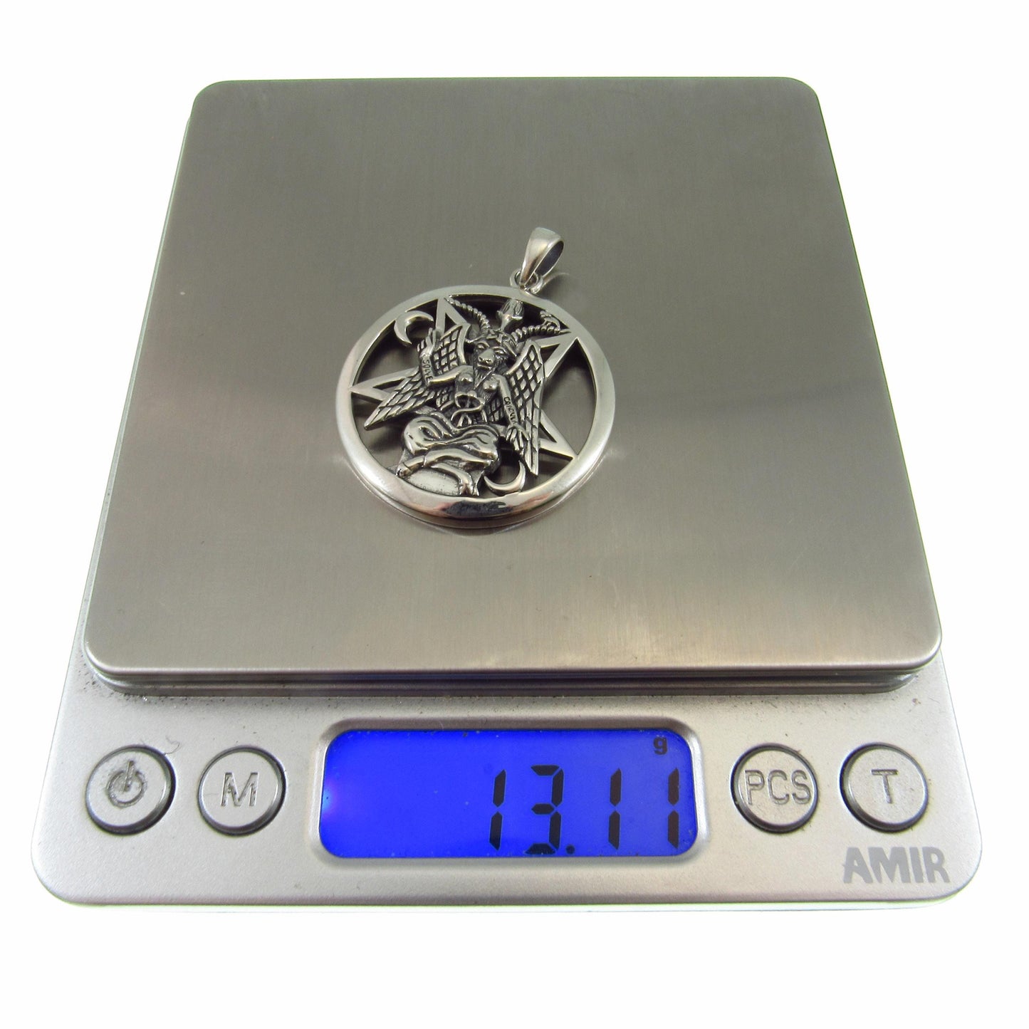 Baphomet Pentacle Pendant / Solid 925 Sterling Silver / Occult Goat Head Sigil Jewelry, Satanic Pagan & Wiccan Symbol Necklace Talisman