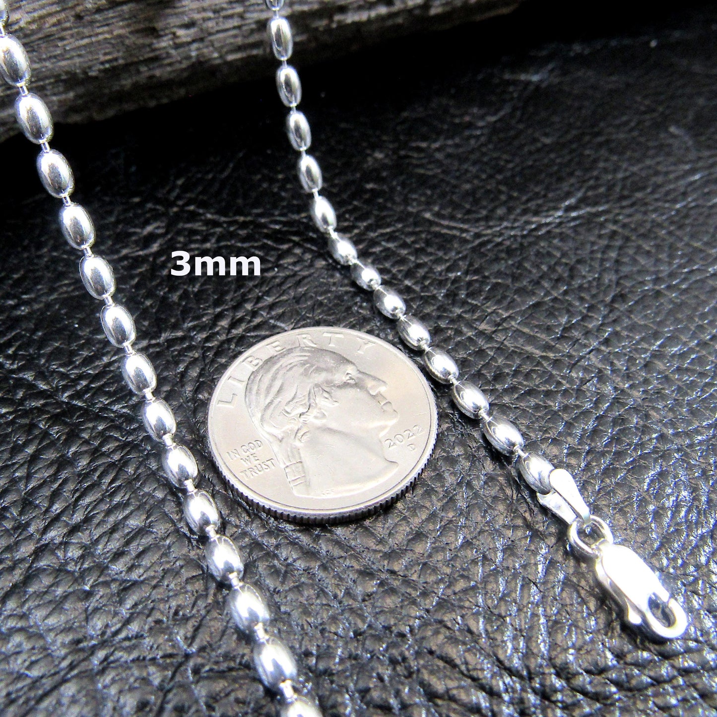 Solid 925 Sterling Silver Italian Oval Bead Chain, Rice Bead Necklace or Bracelet, Unisex Stacking and Layering Jewelry, Made in Italy