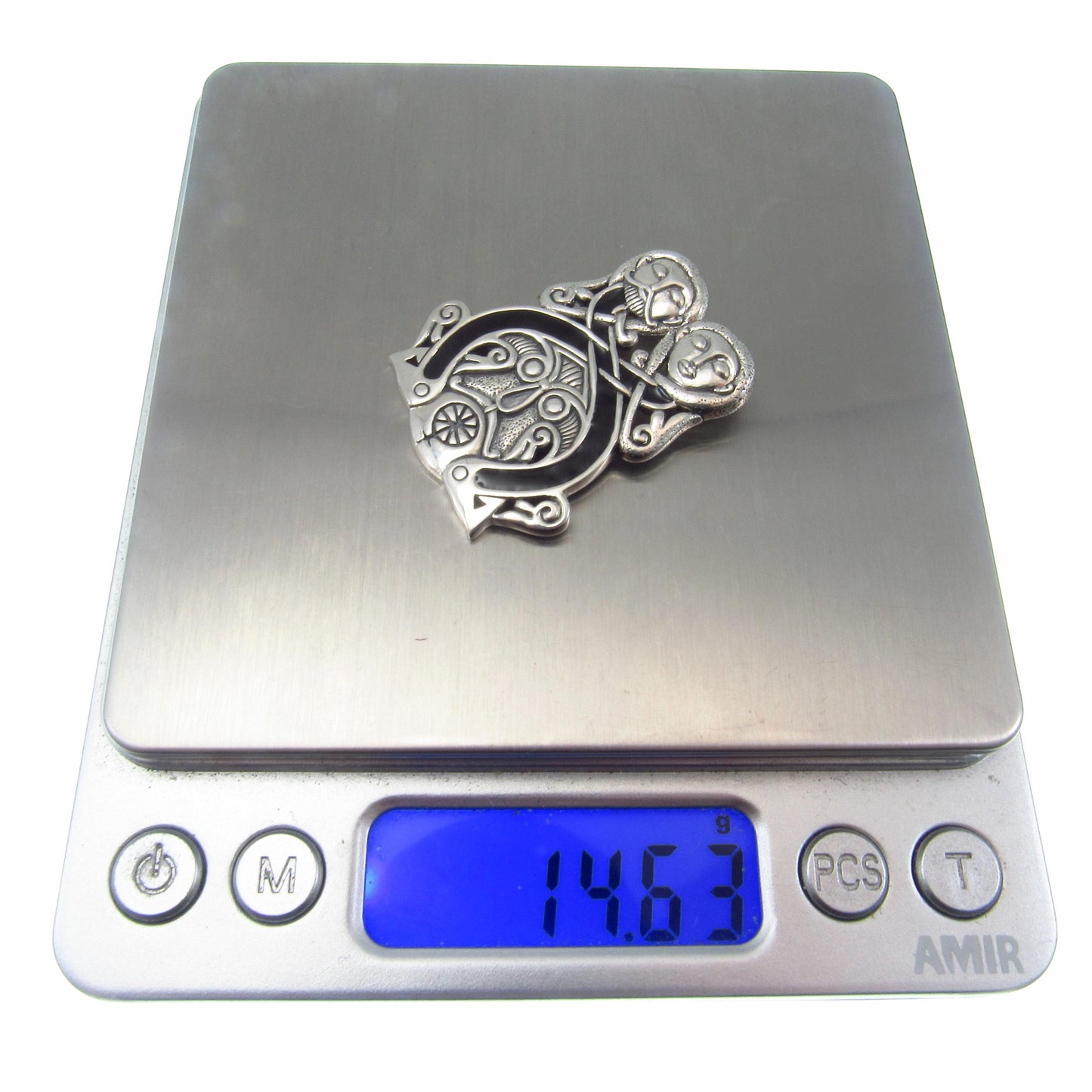 Viking Borre Courtship Pendant | Solid 925 Sterling Silver, Courtney Davis Design | Norse Pagan Amulet | Unisex Celtic Knotwork Jewelry