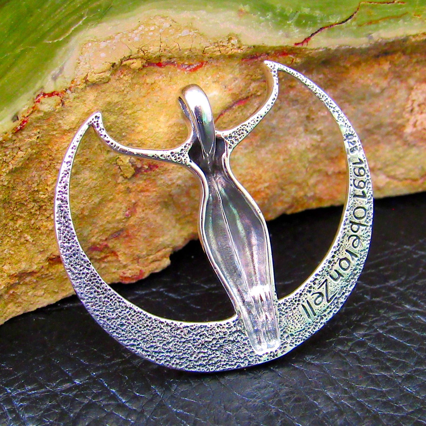 Solid 925 Sterling Silver Astra Star Goddess Pendant, Art Deco Moon Goddess Necklace Amulet