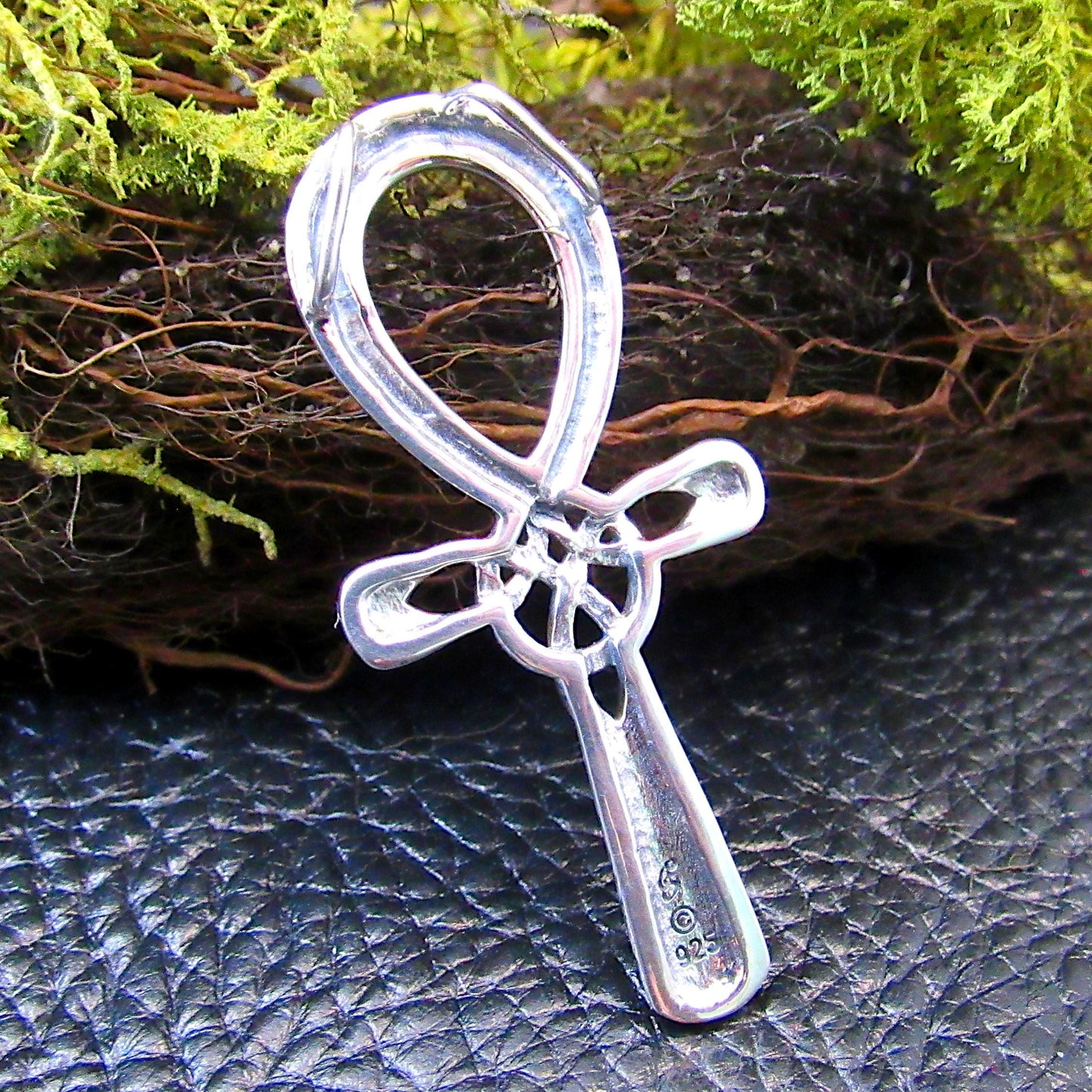 Solid 925 Sterling Silver Trinity Knot Ankh Pendant, Pagan or Wiccan Cross, Celtic Jewelry