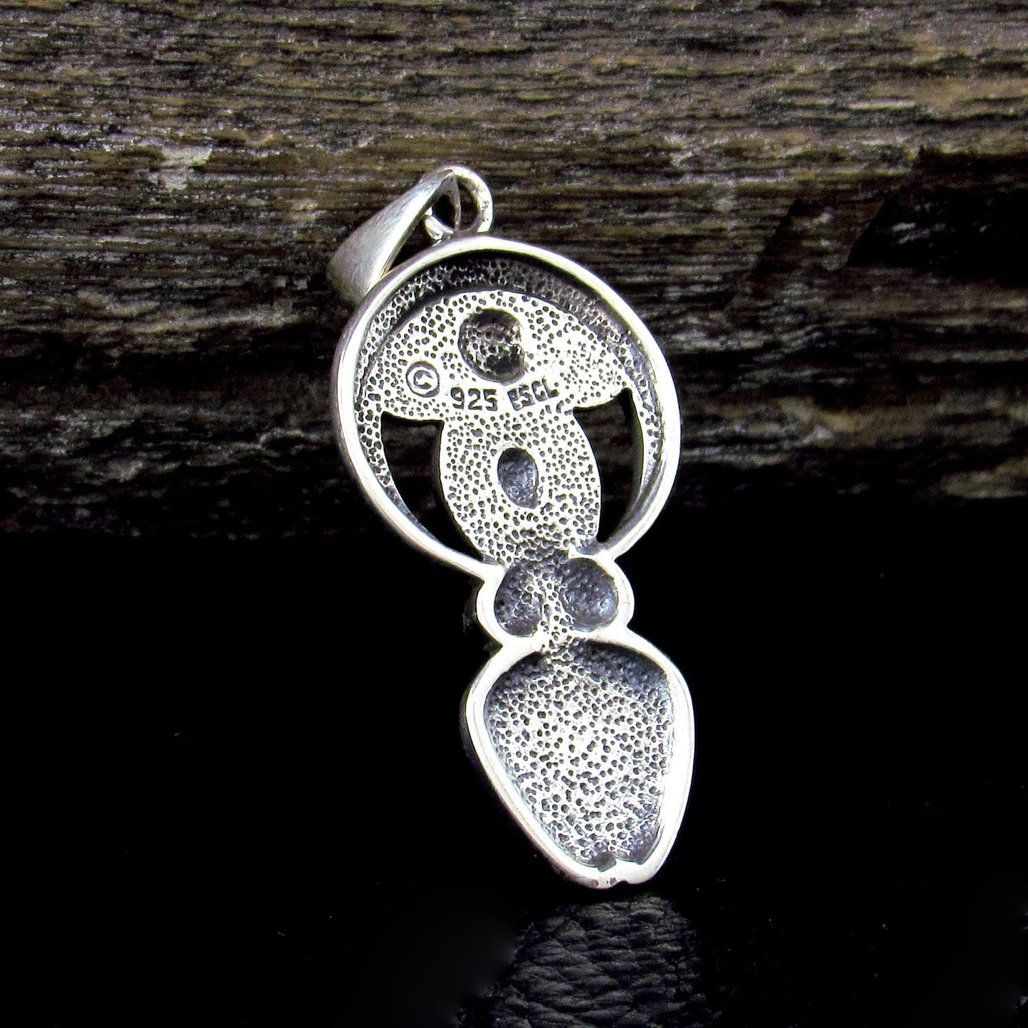 Solid 925 Sterling Silver Spiral Goddess Pendant – Moon & Stars Feminine Amulet