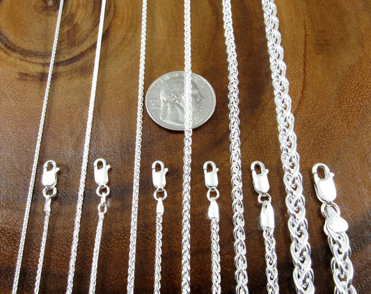 Solid 925 Sterling Silver Braided Wheat Chain