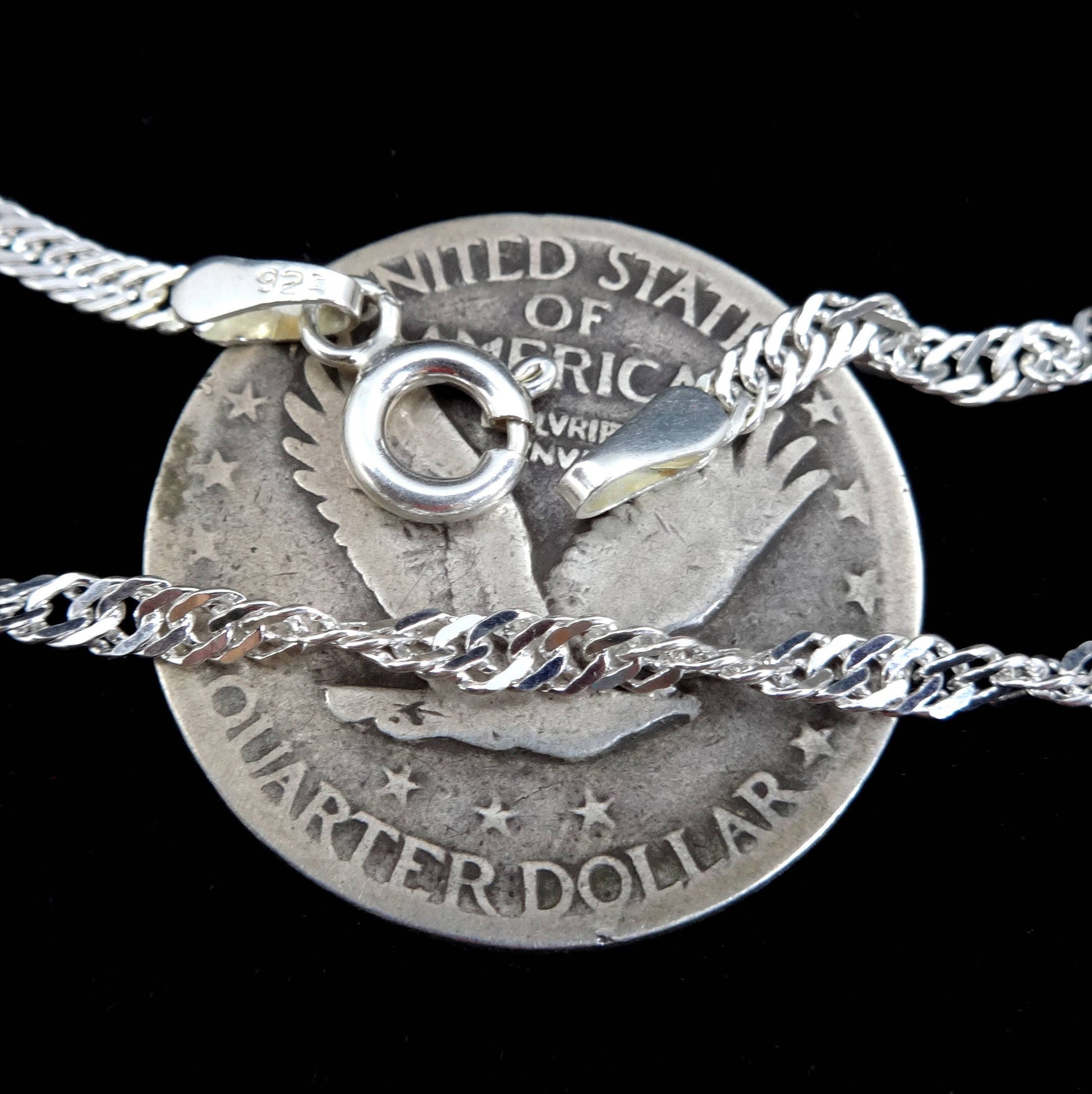 2.4MM Solid 925 Sterling Silver Women's Singapore Serpentine Twisted Rope Chain Necklace, Made in Italy, 16" 18" 20" 22" 24", or 30" Inches