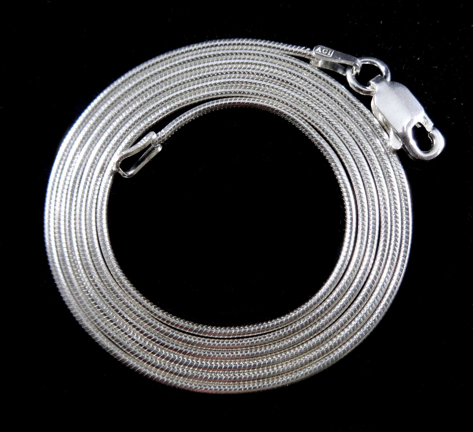 1.1MM Solid 925 Sterling Silver Women's Italian Round Snake Chain Necklace, Made in Italy, Lengths: 16" 18" 20" 22" 24" 26" or 30" Inches