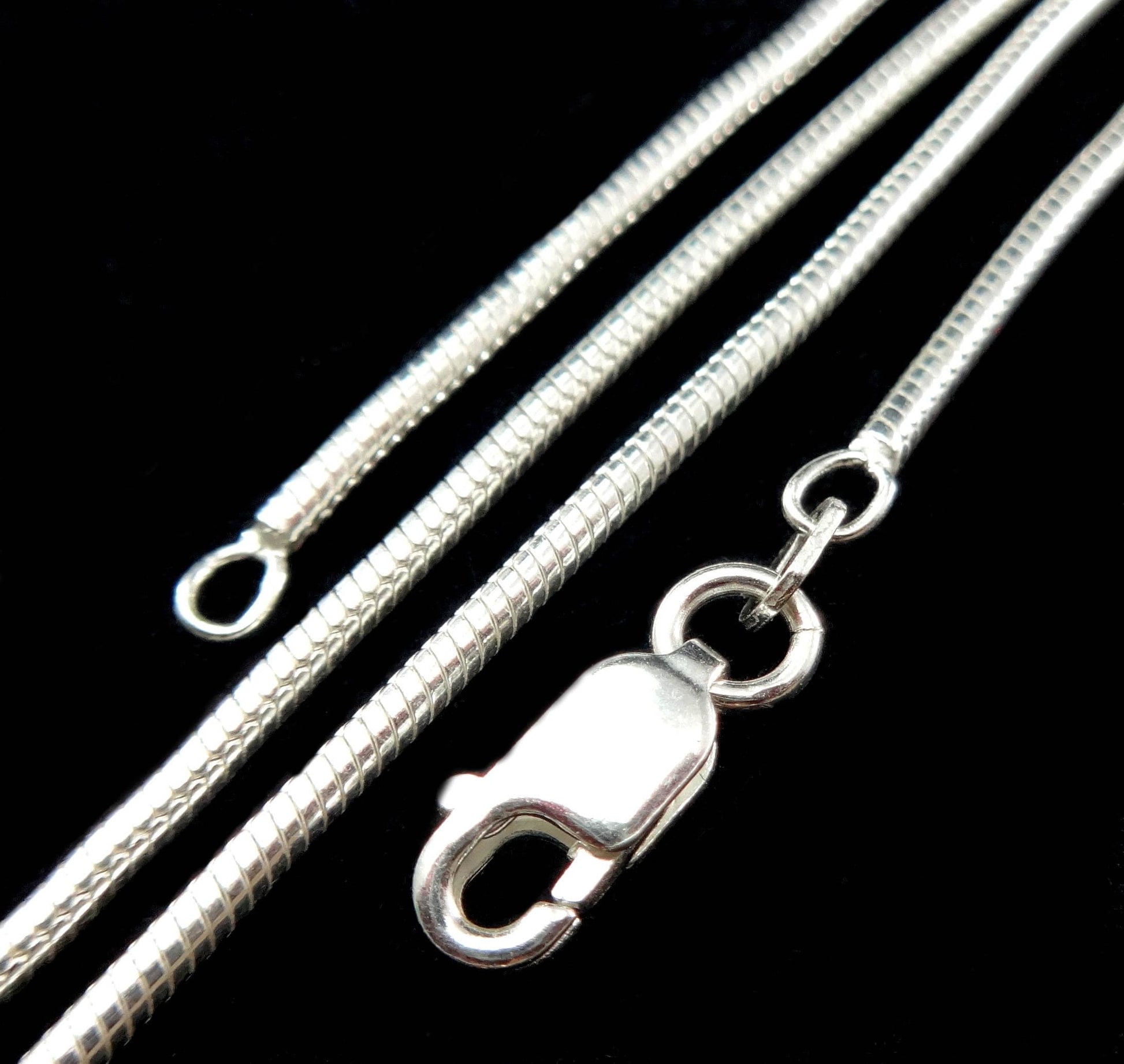 1.5MM Solid 925 Sterling Silver Italian Round Snake Chain Necklace or Bracelet, Made in Italy, Lengths: 7 16 18 20 24 26 28 or 30" Inches